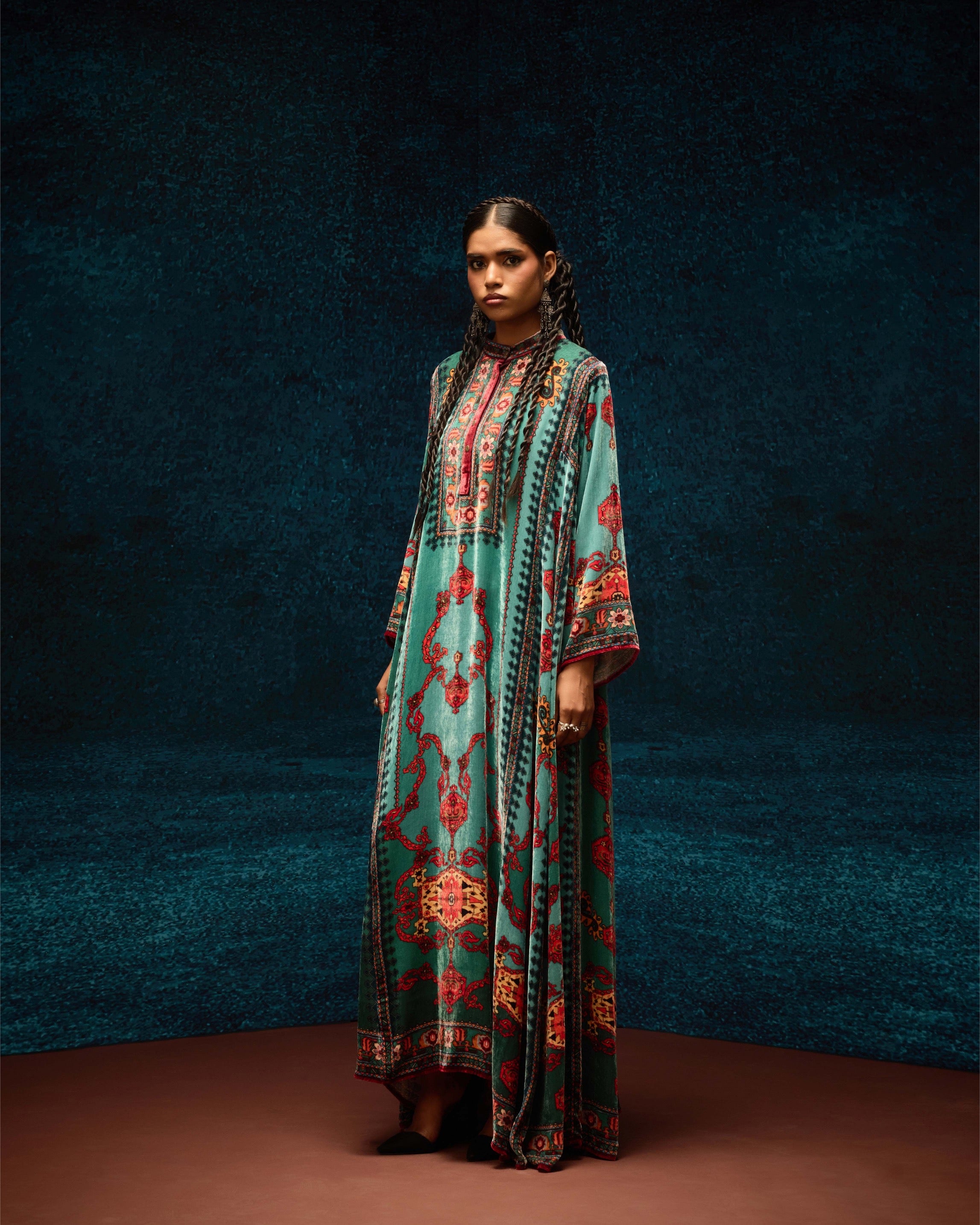 Ajrakh/Shiraj : Ghazala - Aqua
