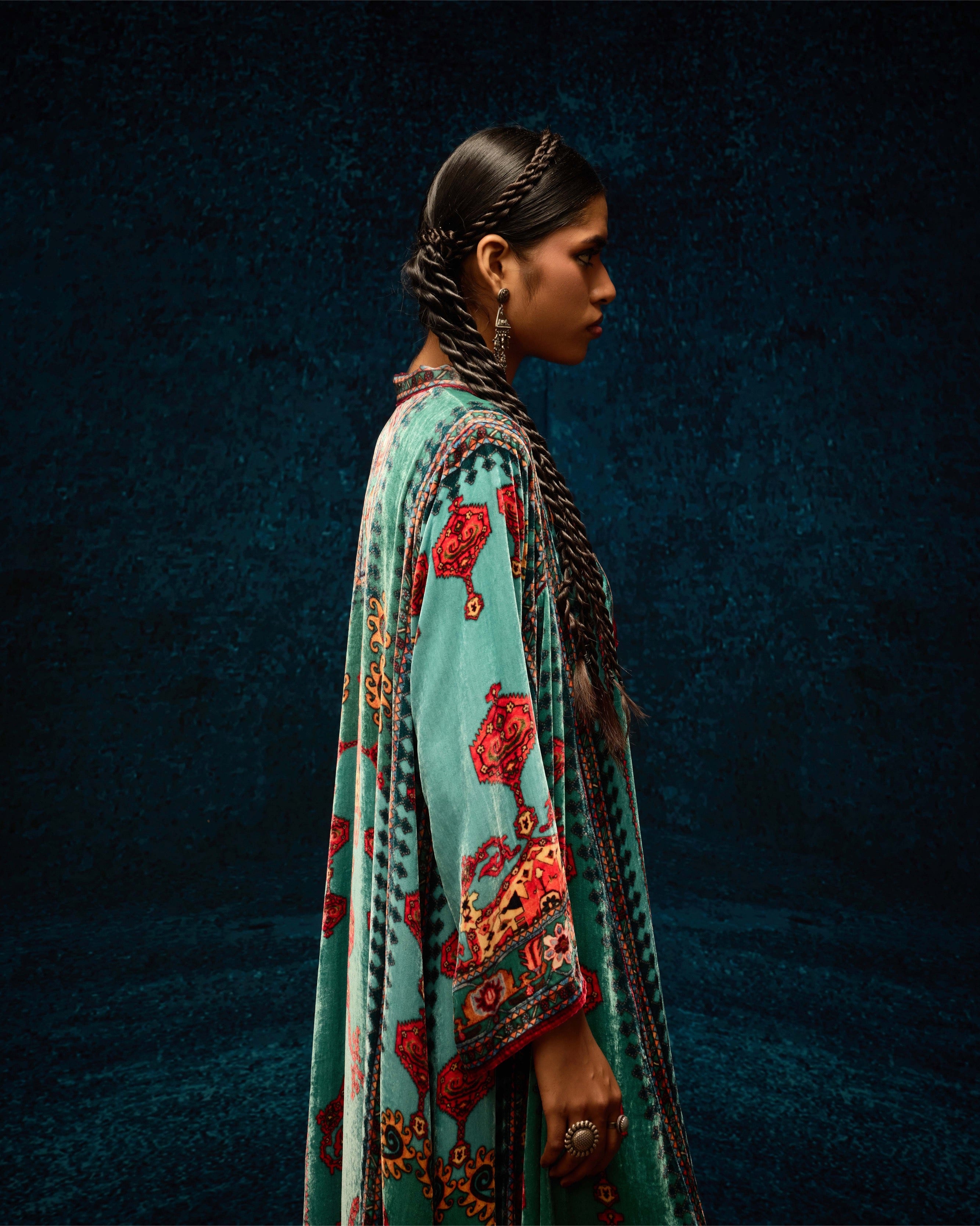 Ajrakh/Shiraj : Ghazala - Aqua