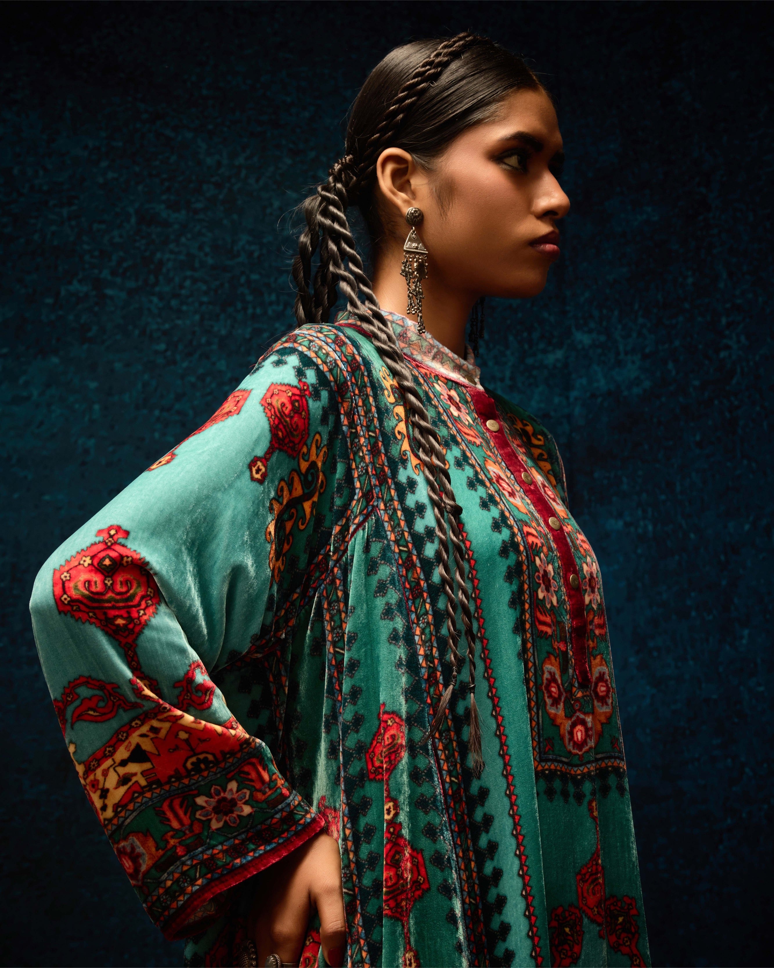Ajrakh/Shiraj : Ghazala - Aqua