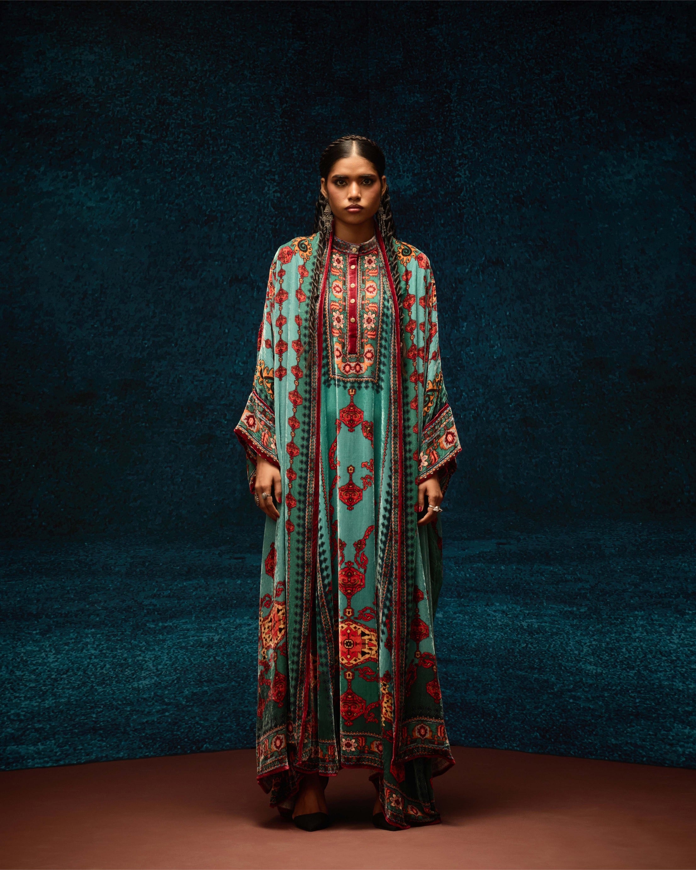 Ajrakh : Abaya - Aqua