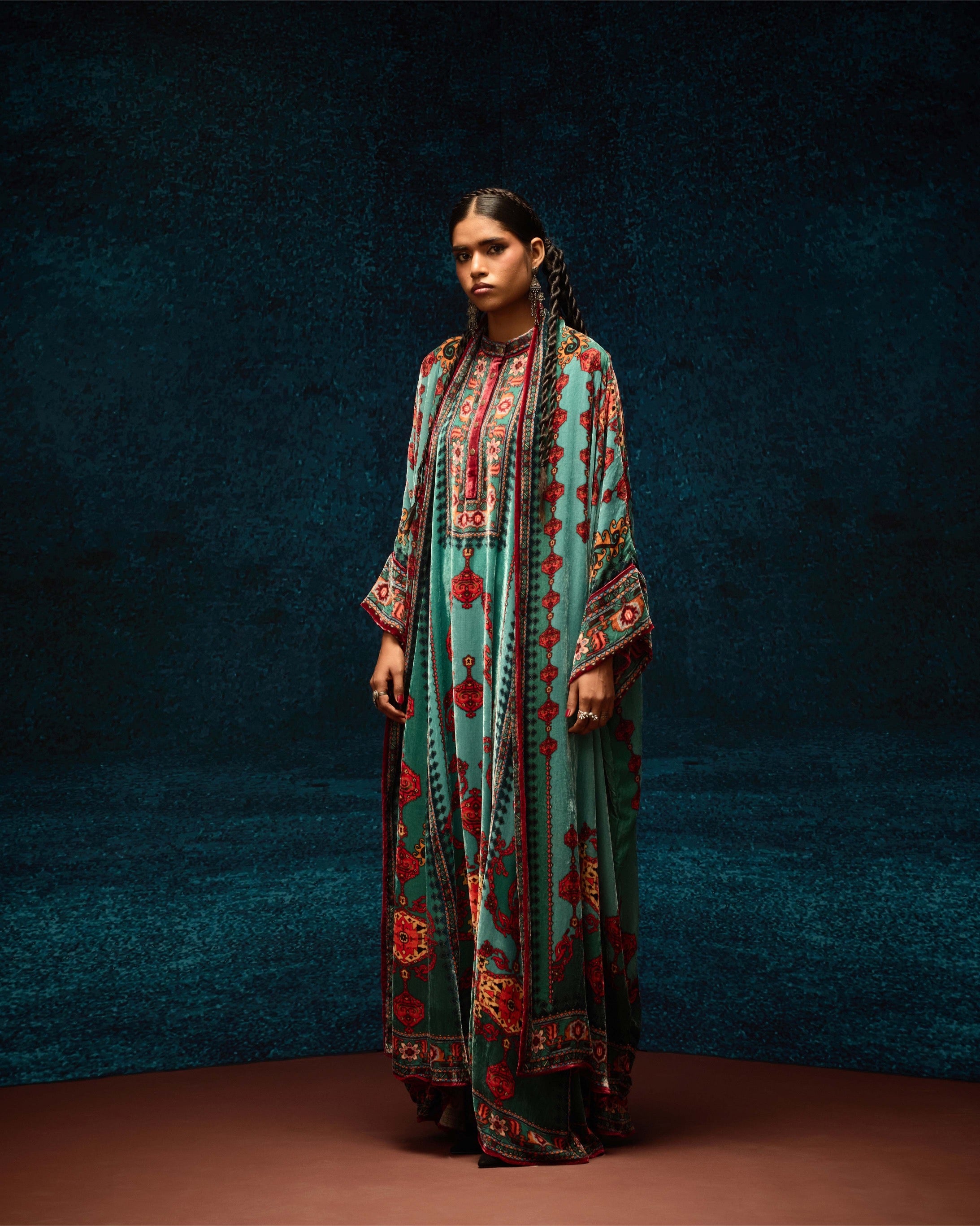 Ajrakh : Abaya - Aqua