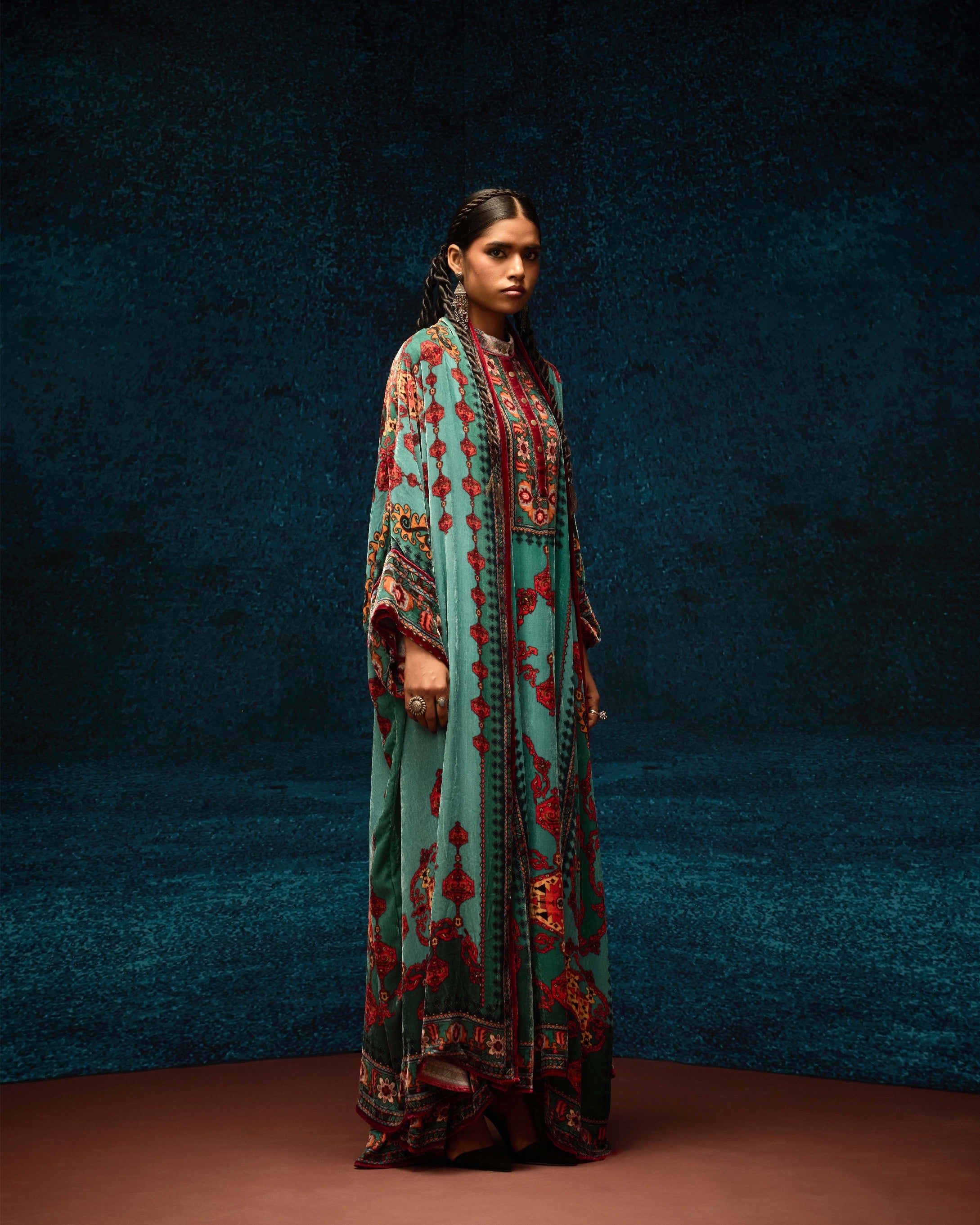 Ajrakh : Abaya - Aqua