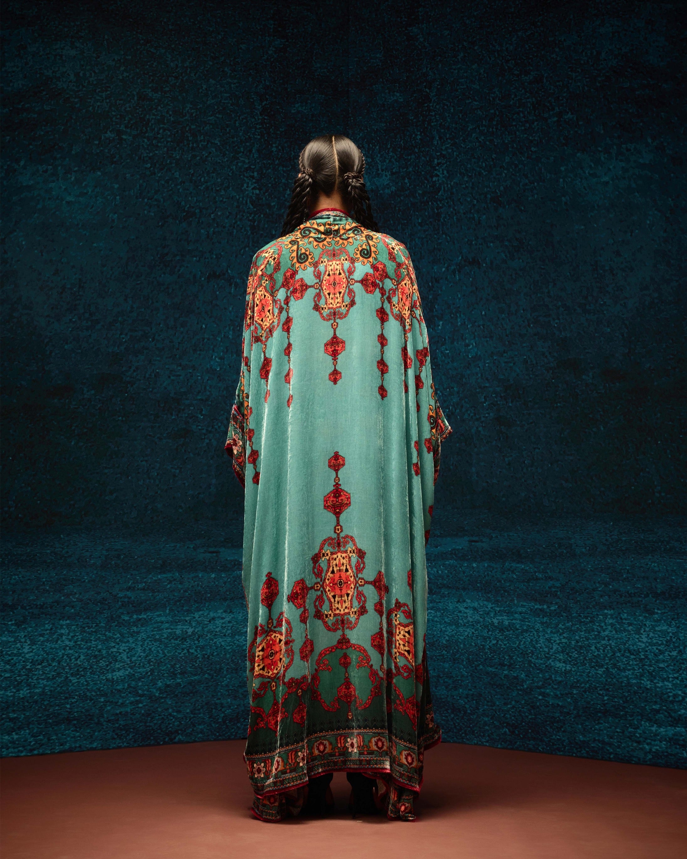 Ajrakh : Abaya - Aqua