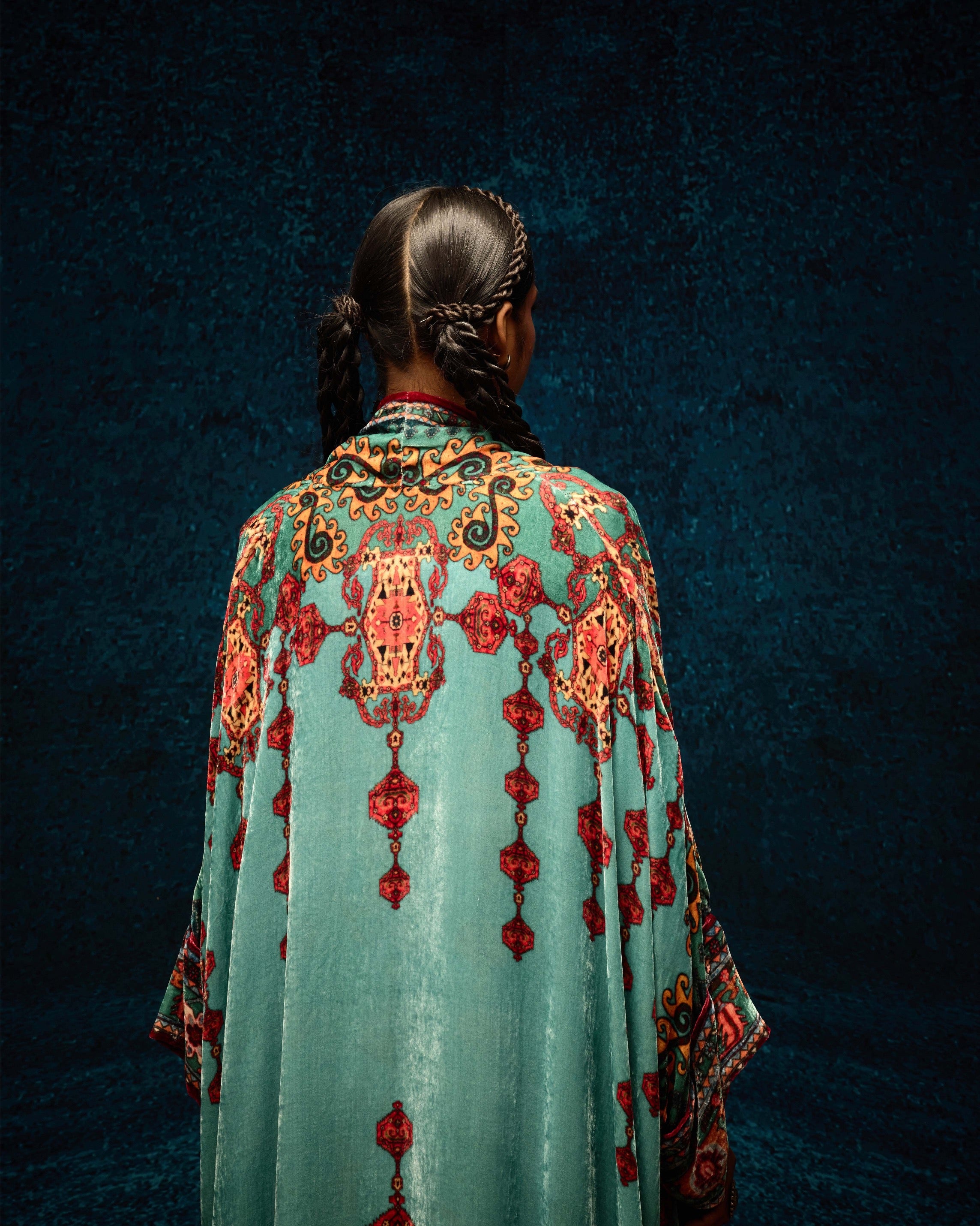 Ajrakh : Abaya - Aqua