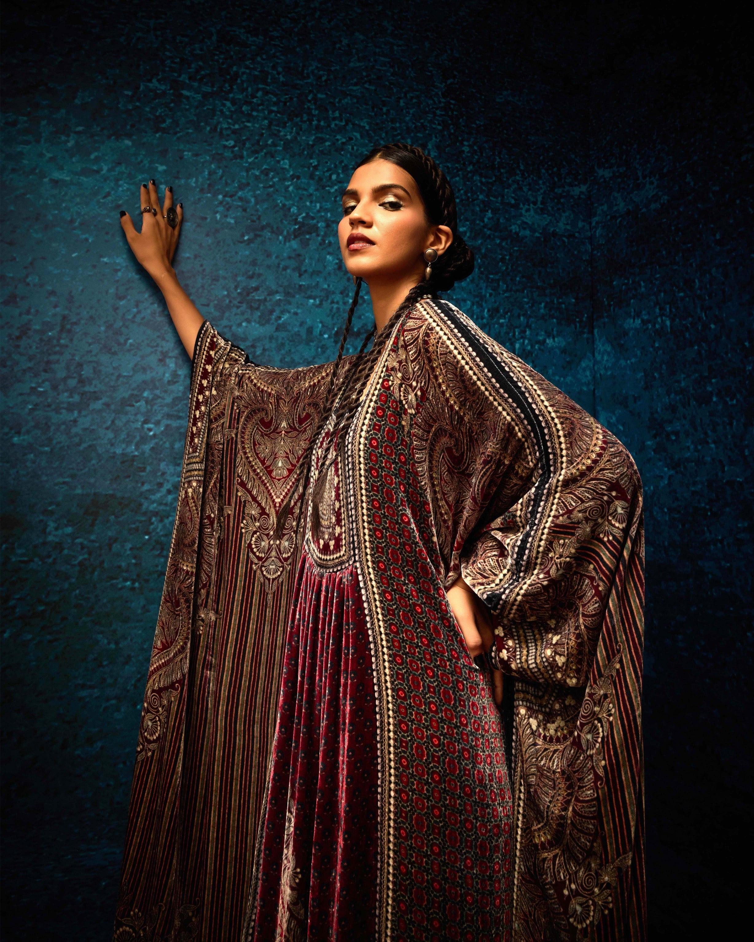 Ajrakh/Shiraz : Yolanda - Maroon
