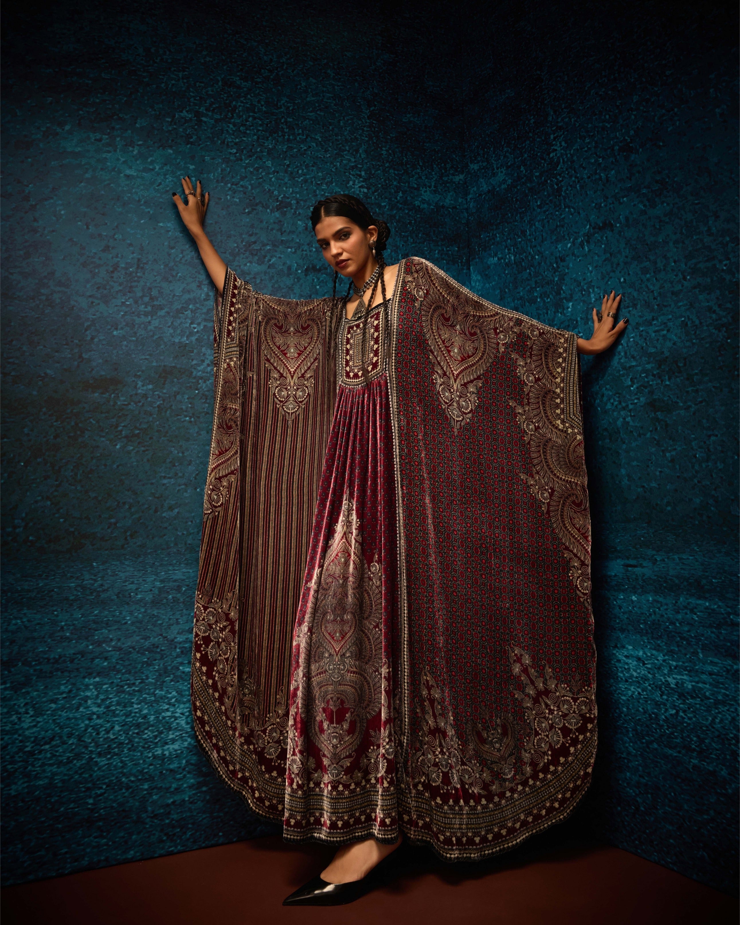 Ajrakh/Shiraz : Yolanda - Maroon