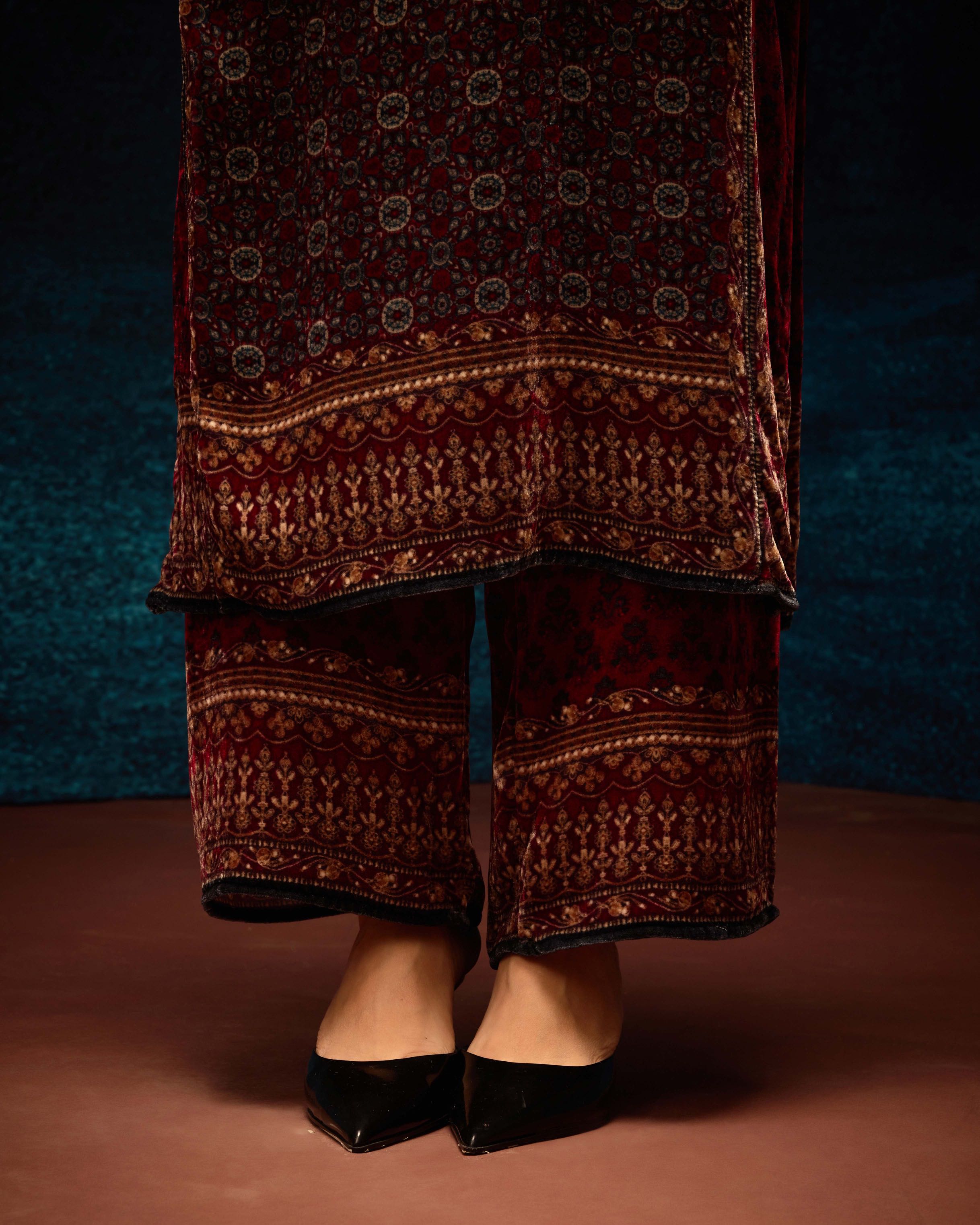 Ajrakh : Ghazala - Maroon/Blue