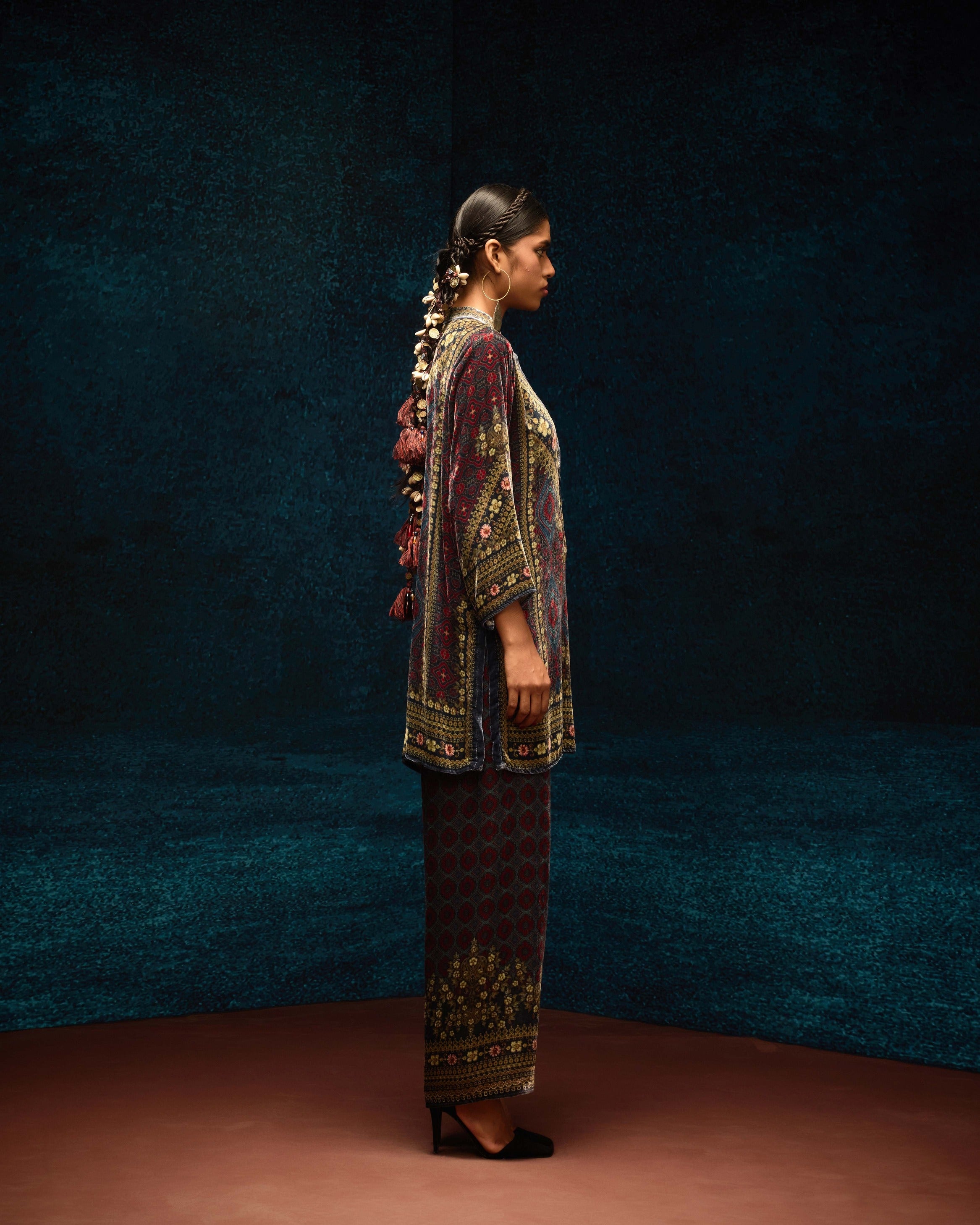 Ajrakh : Reza - Blue/Maroon