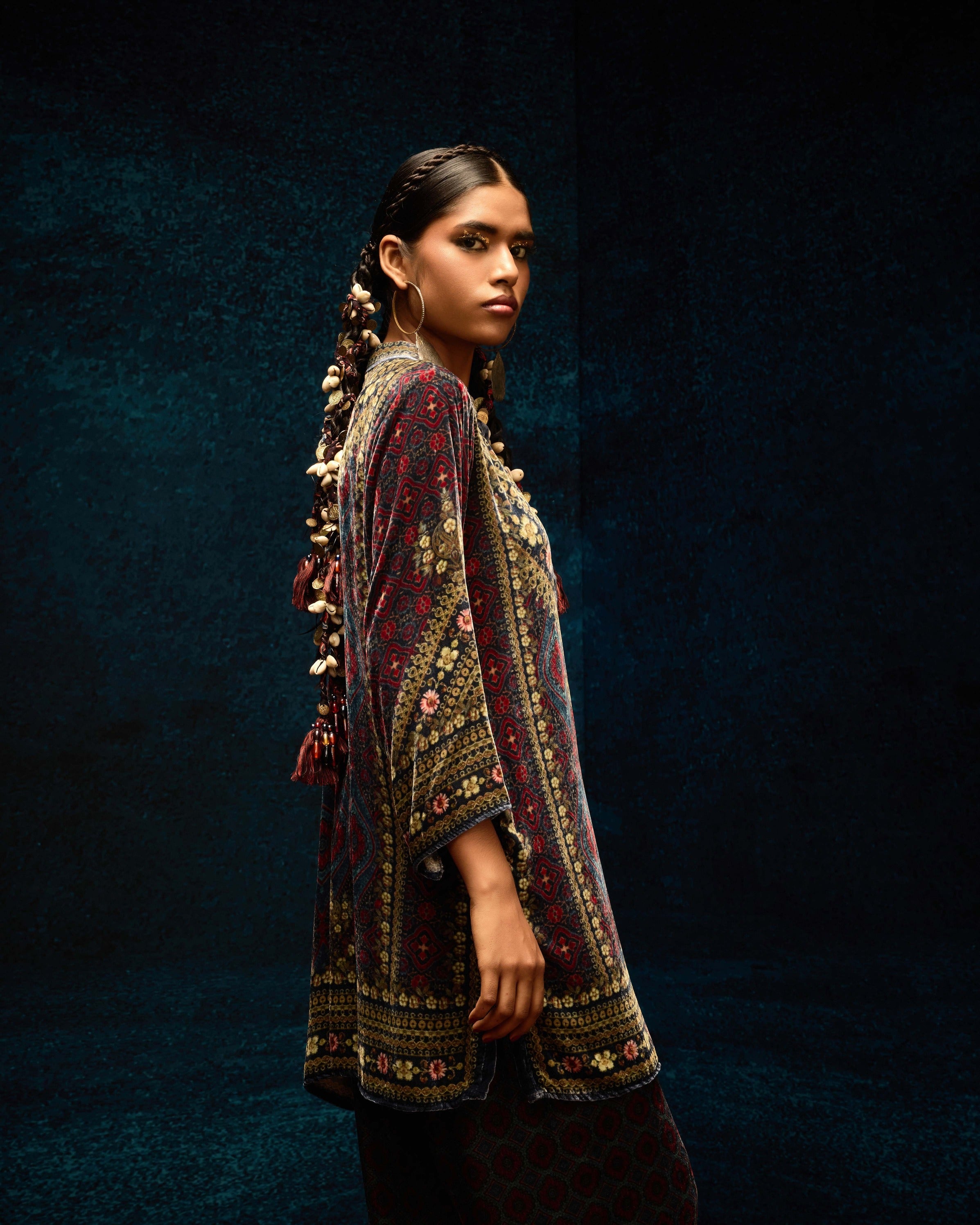 Ajrakh : Reza - Blue/Maroon