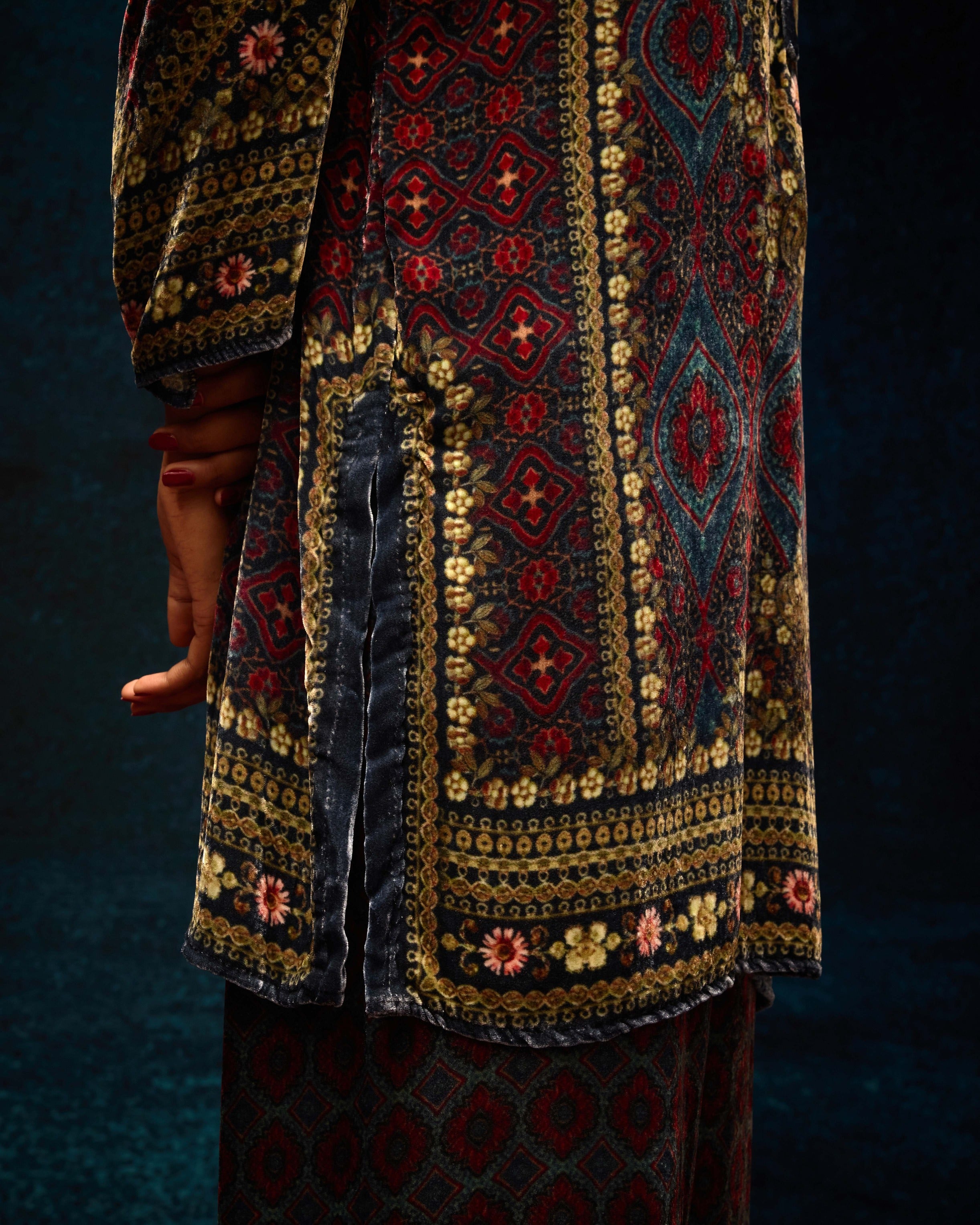 Ajrakh : Reza - Blue/Maroon