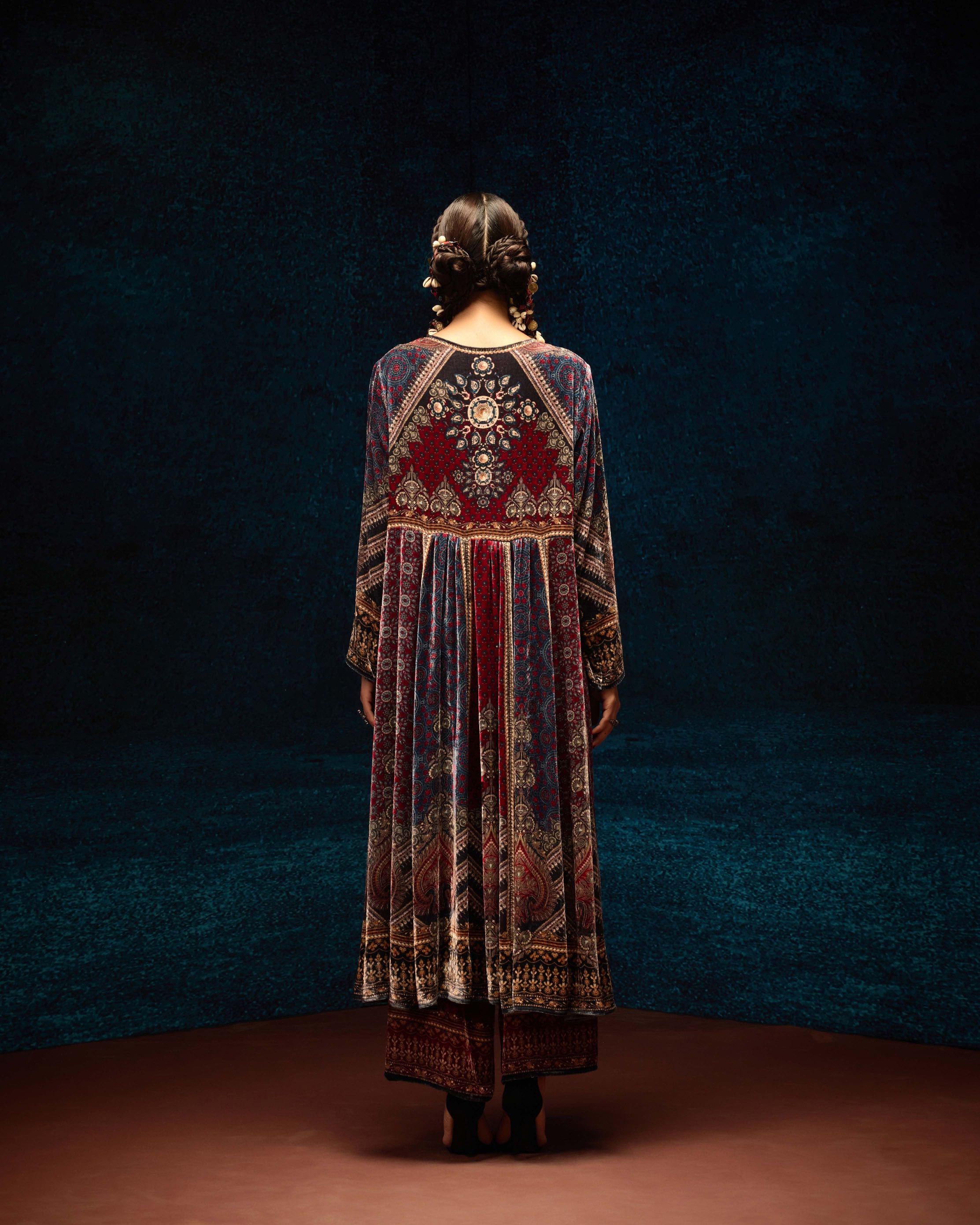 Ajrakh : Anisha - Maroon/Blue