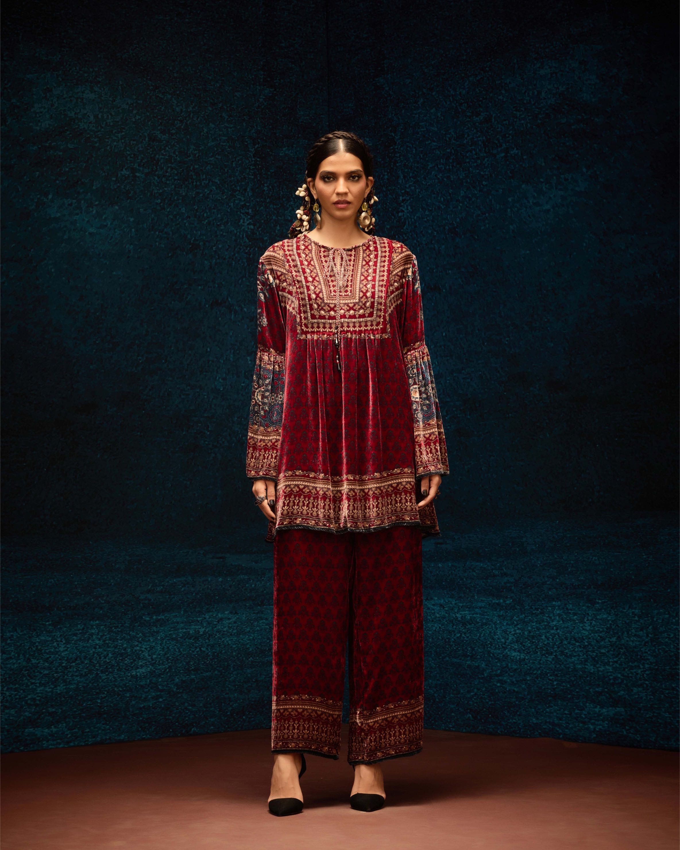 Ajrakh Pankti Maroon – Rajdeep Ranawat