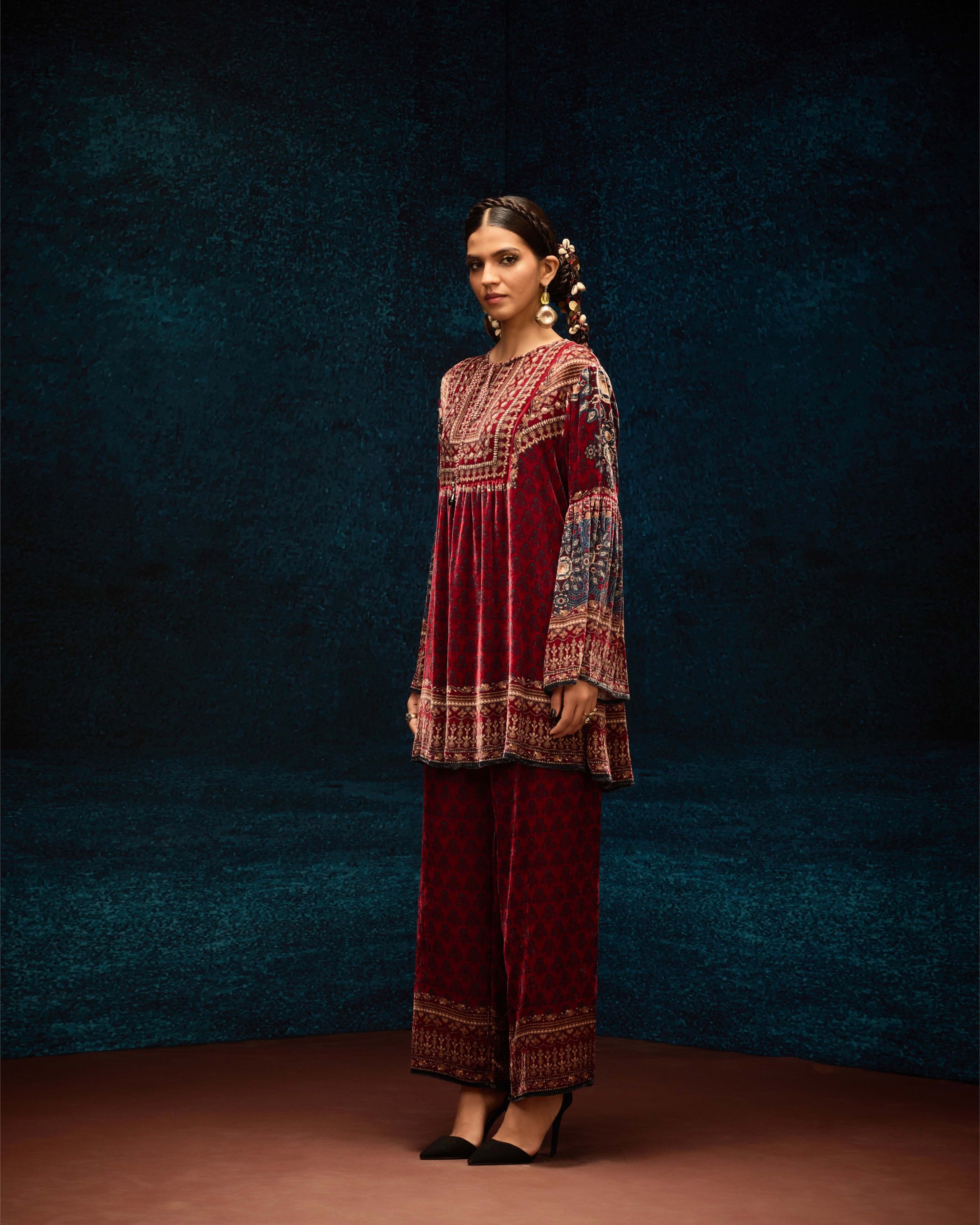 Ajrakh : Pankti - Maroon