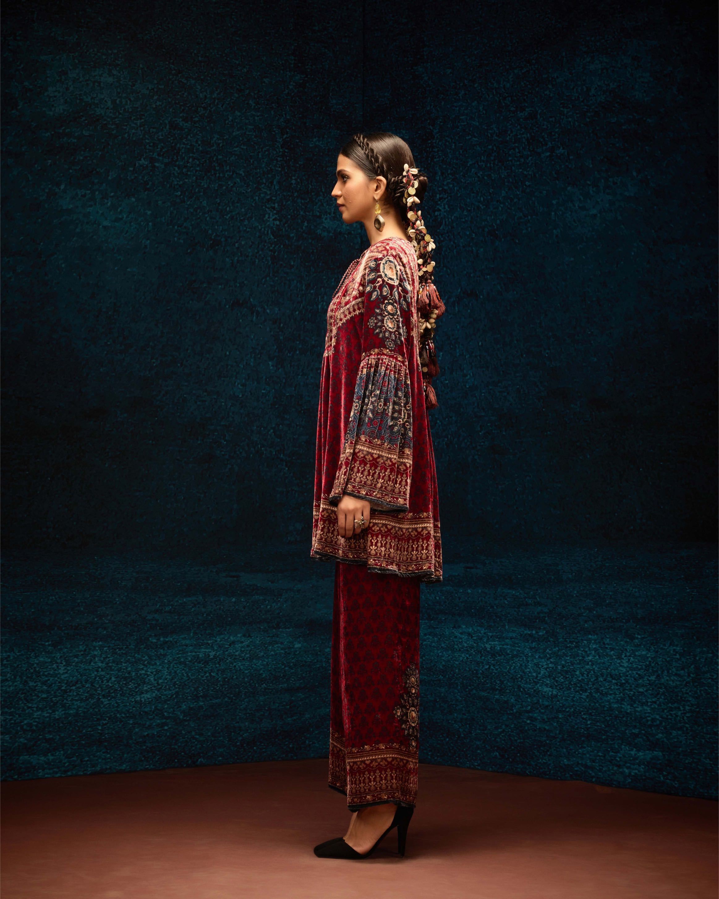 Ajrakh : Pankti - Maroon