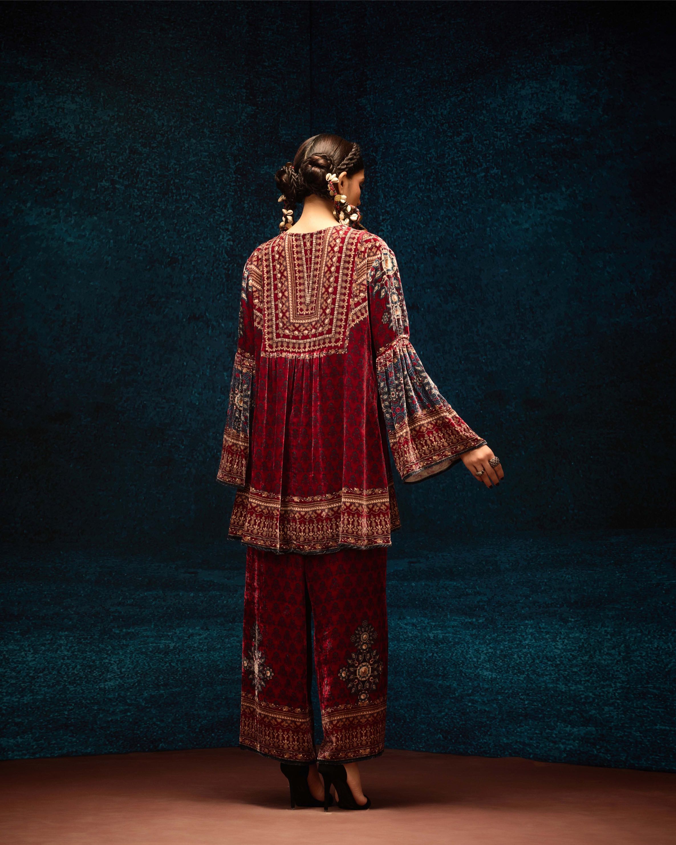 Ajrakh : Pankti - Maroon