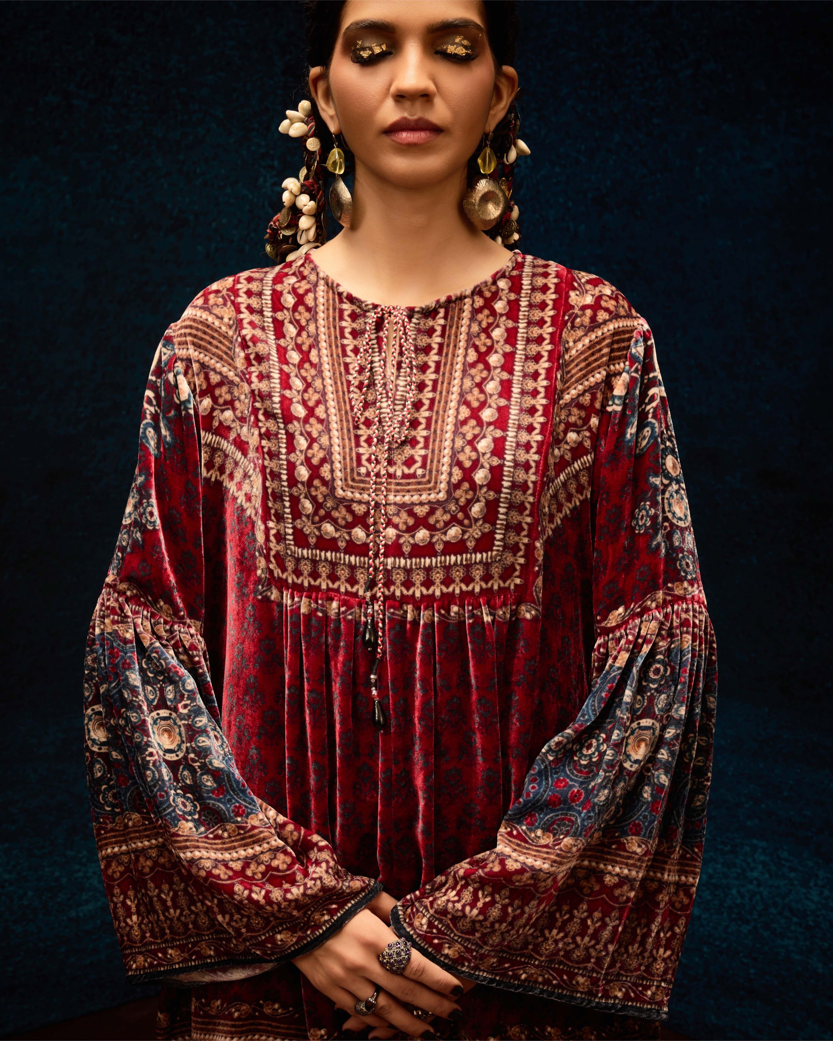 Ajrakh : Pankti - Maroon