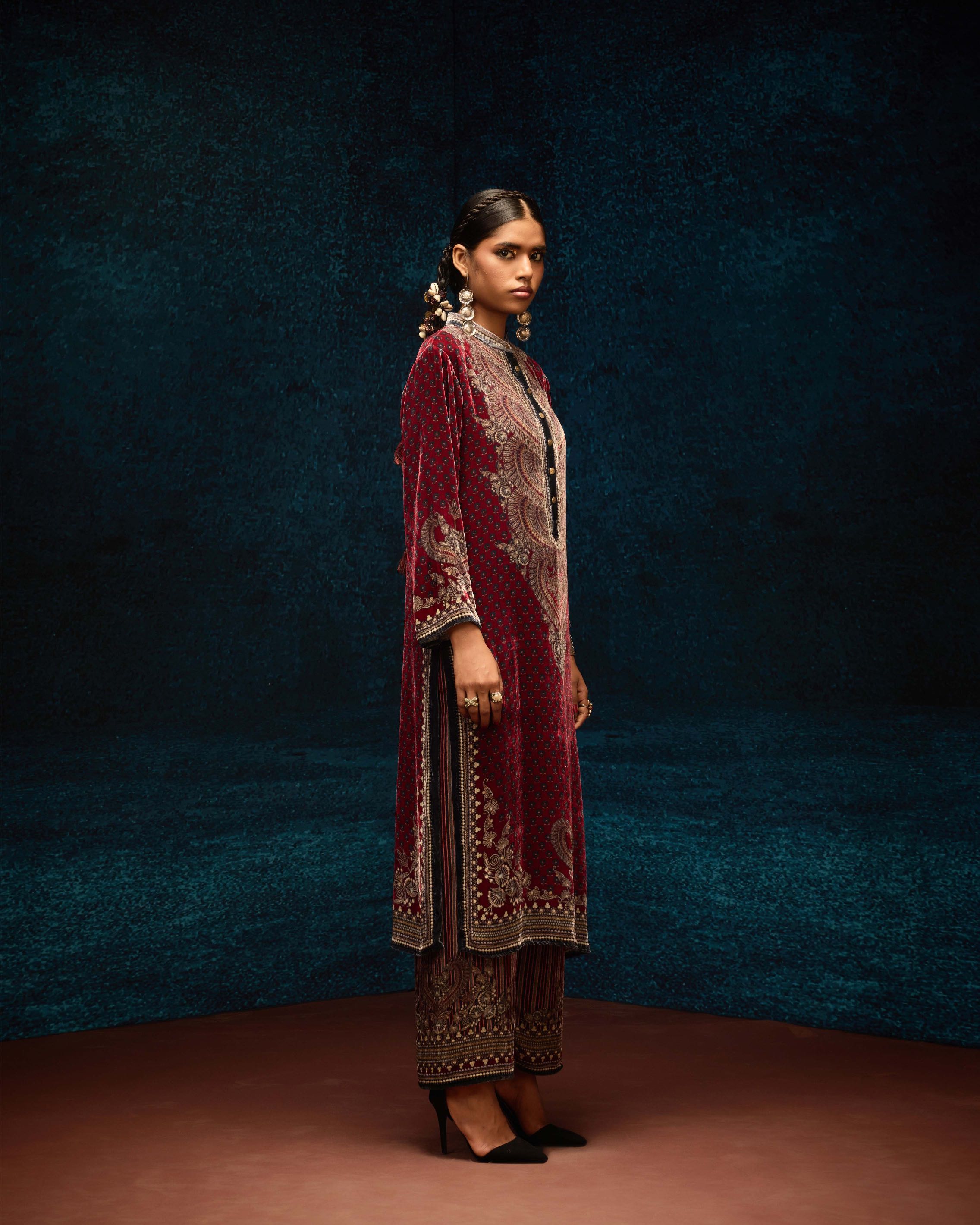 Ajrakh : Ramin - Maroon