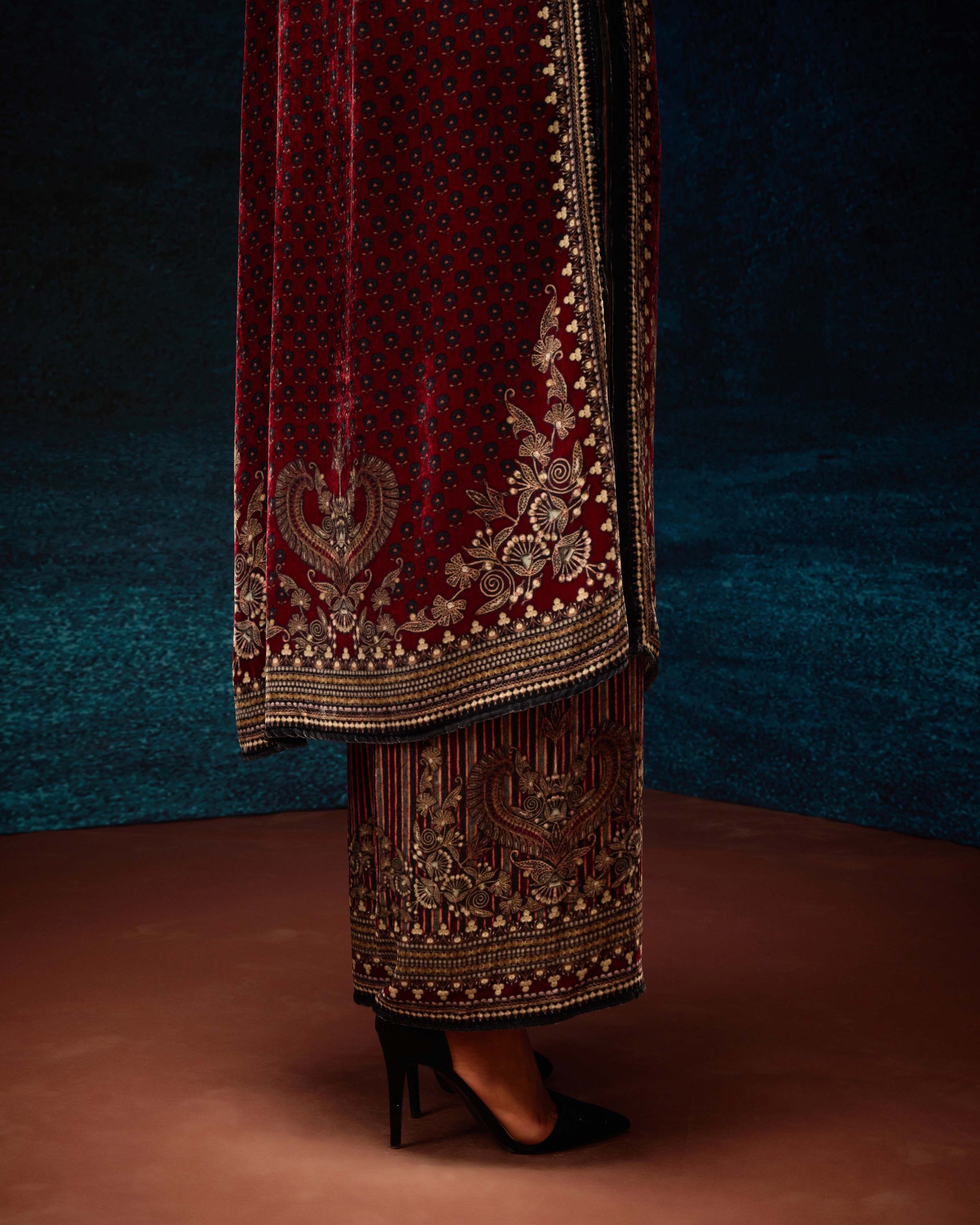 Ajrakh : Ramin - Maroon