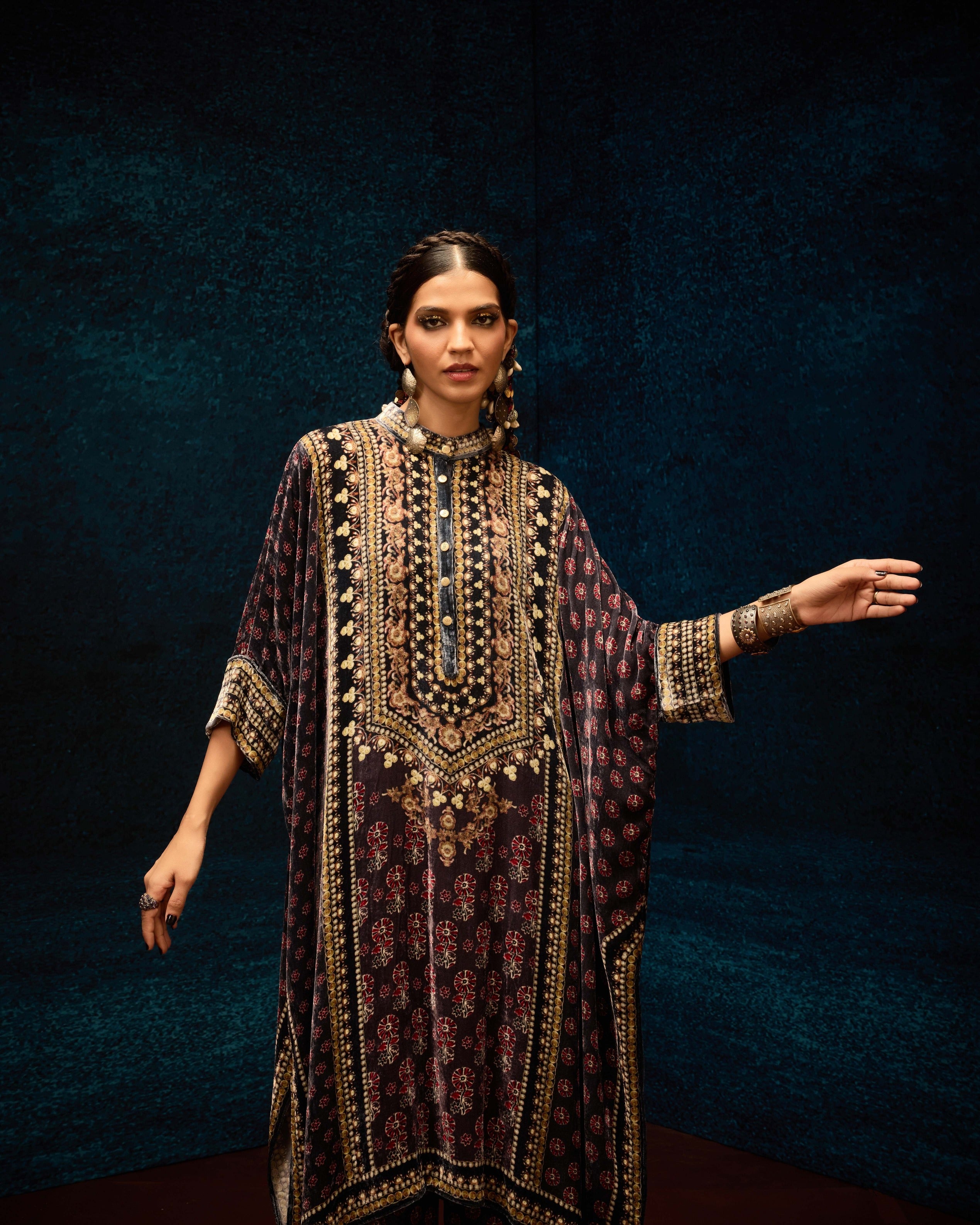 Ajrakh : Chantelle - Burgundy
