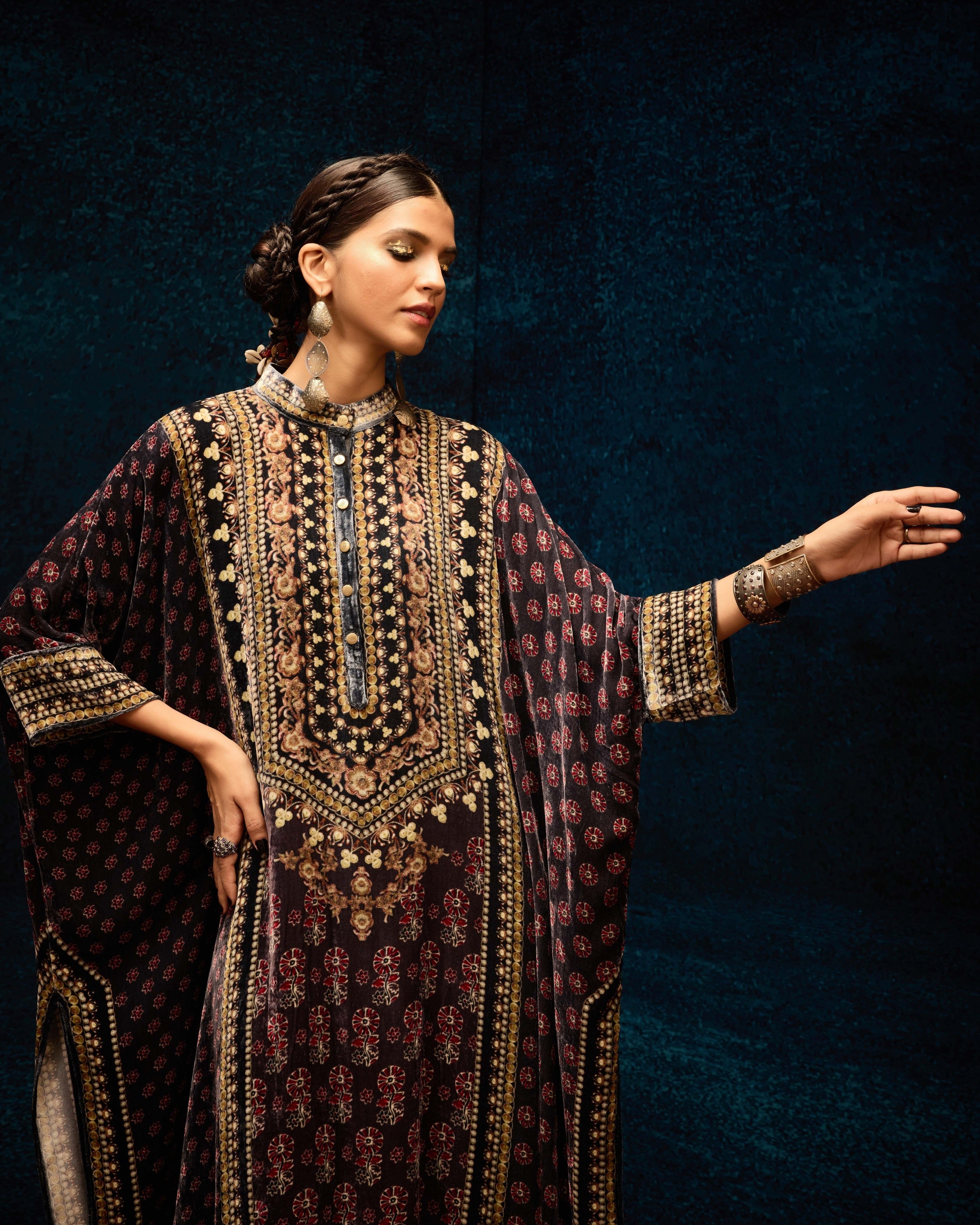 Ajrakh : Chantelle - Burgundy
