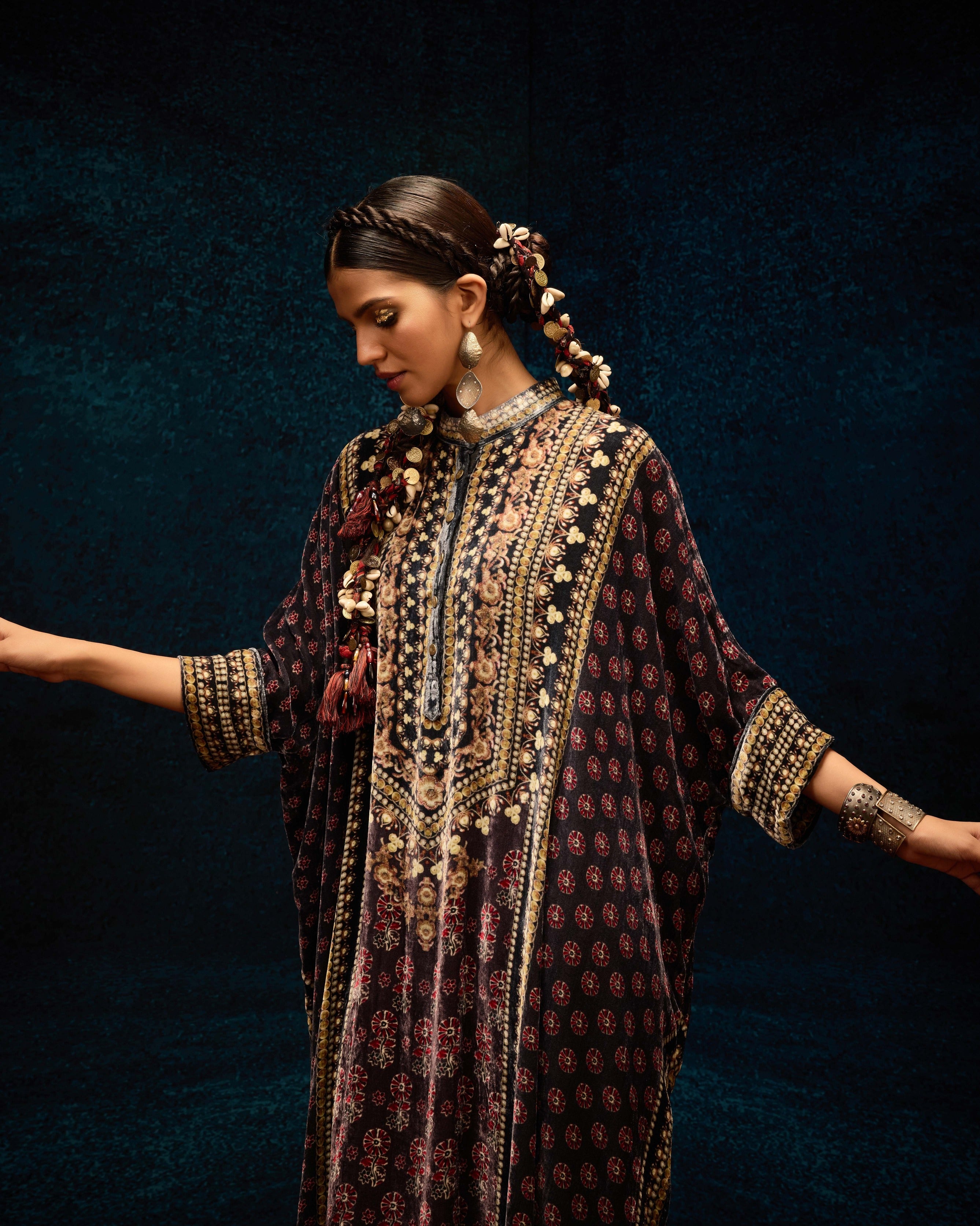 Ajrakh : Chantelle - Burgundy