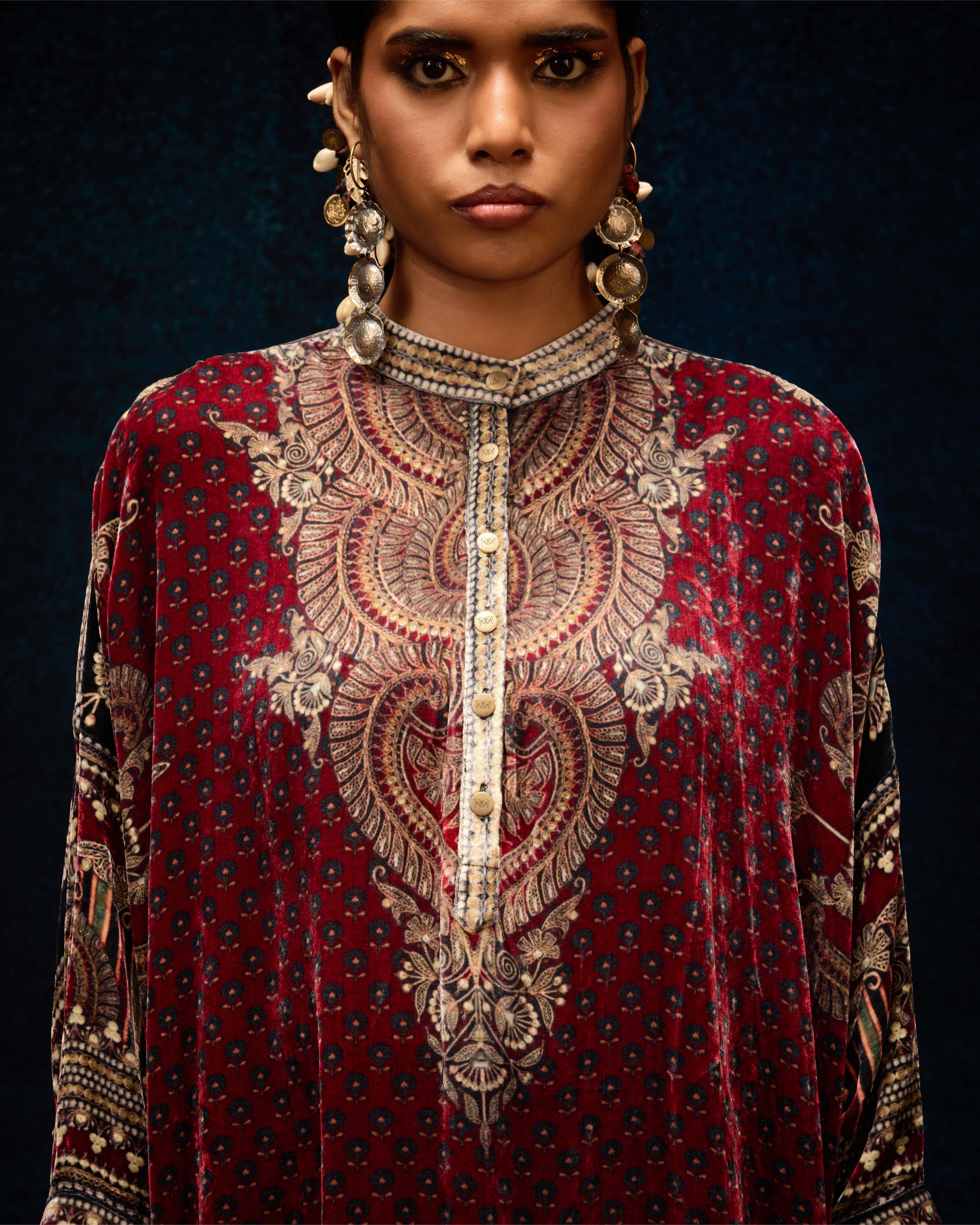 Ajrakh : Mabel - Maroon