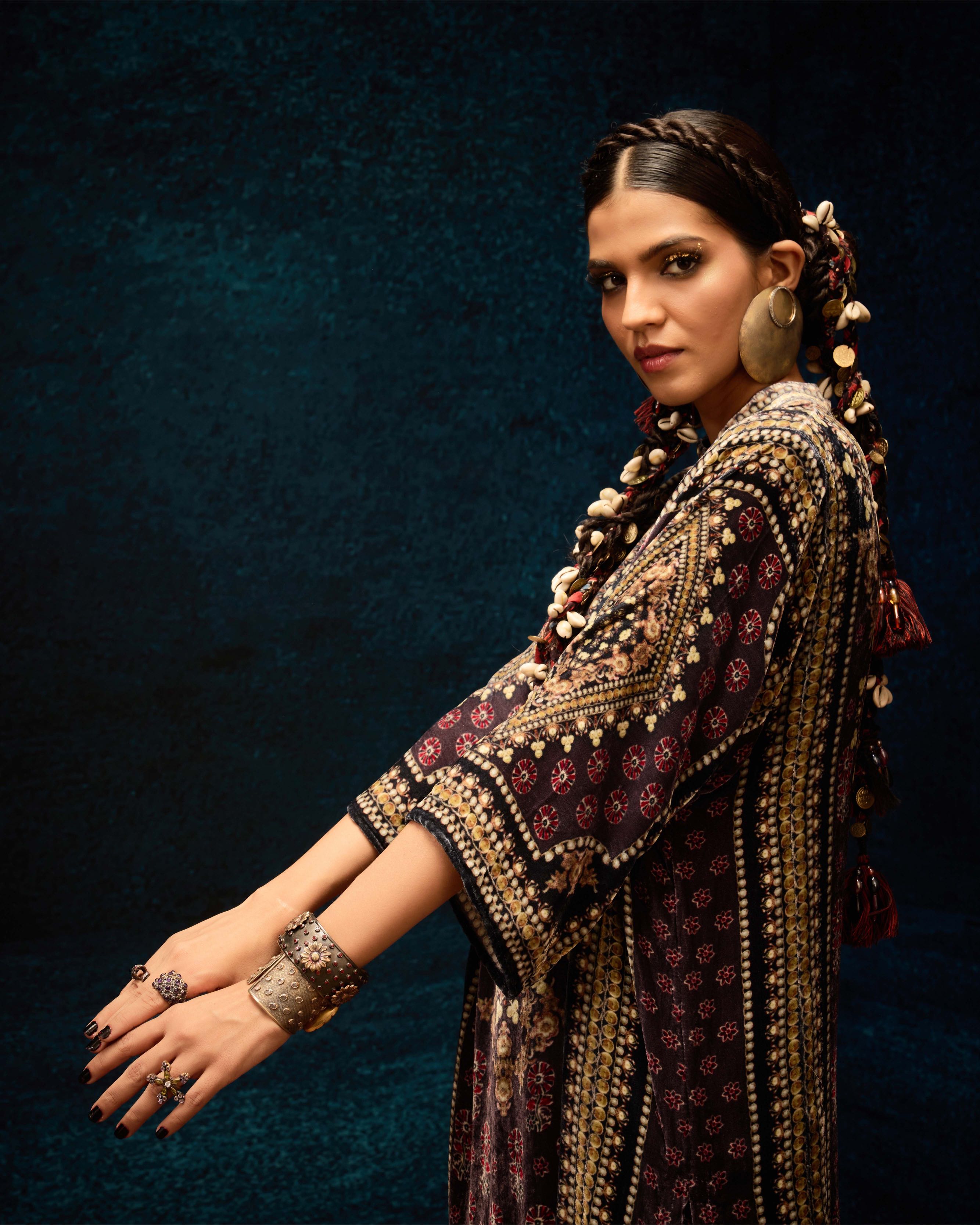 Ajrakh : Ghazala - Burgundy