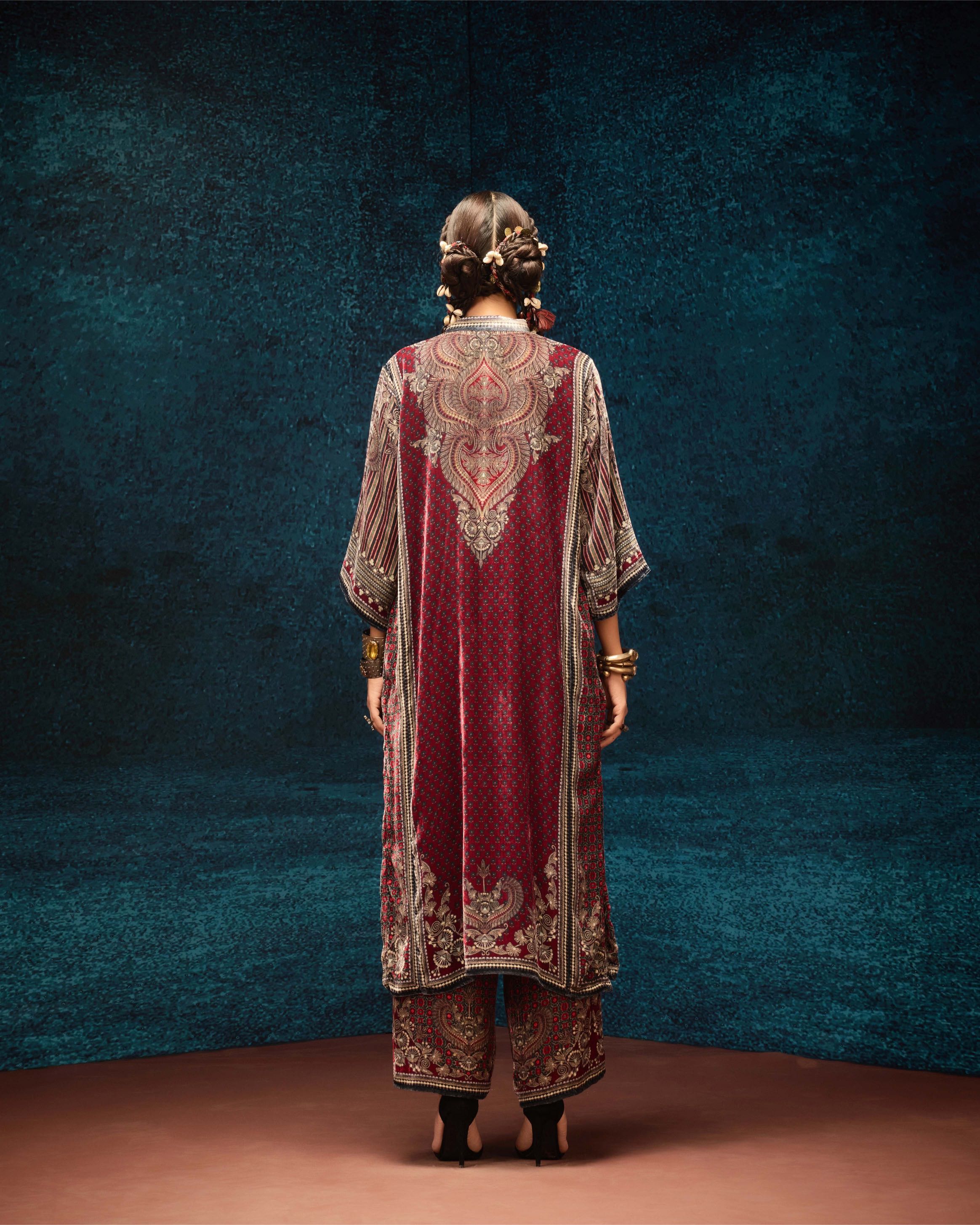 Ajrakh : Ghazala - Maroon