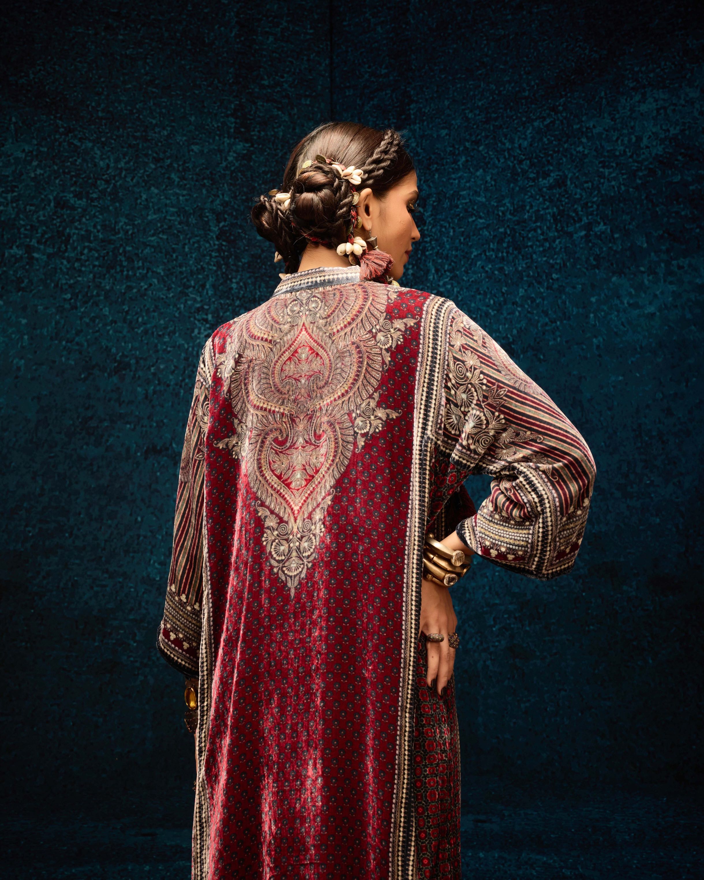Ajrakh : Ghazala - Maroon
