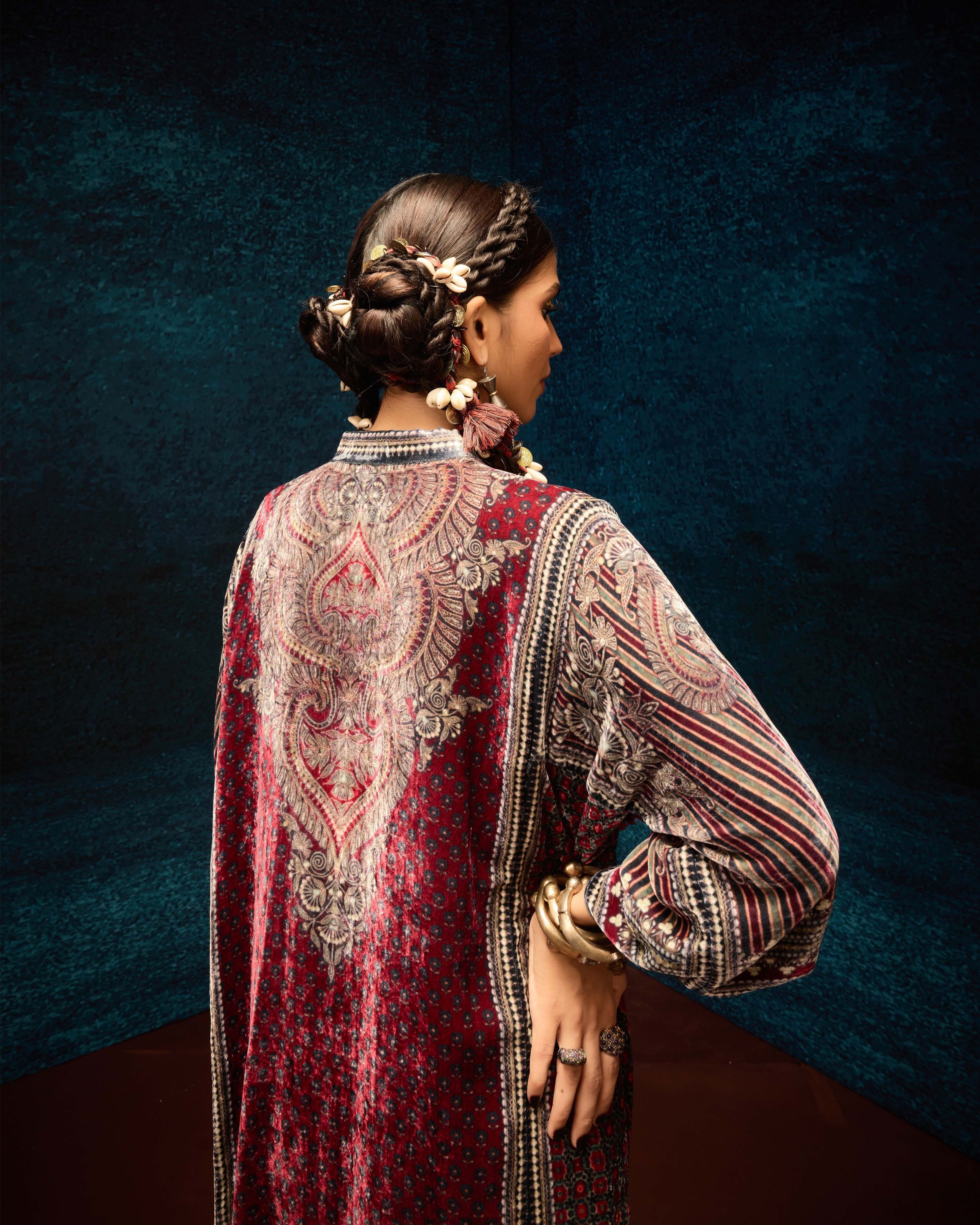 Ajrakh : Ghazala - Maroon