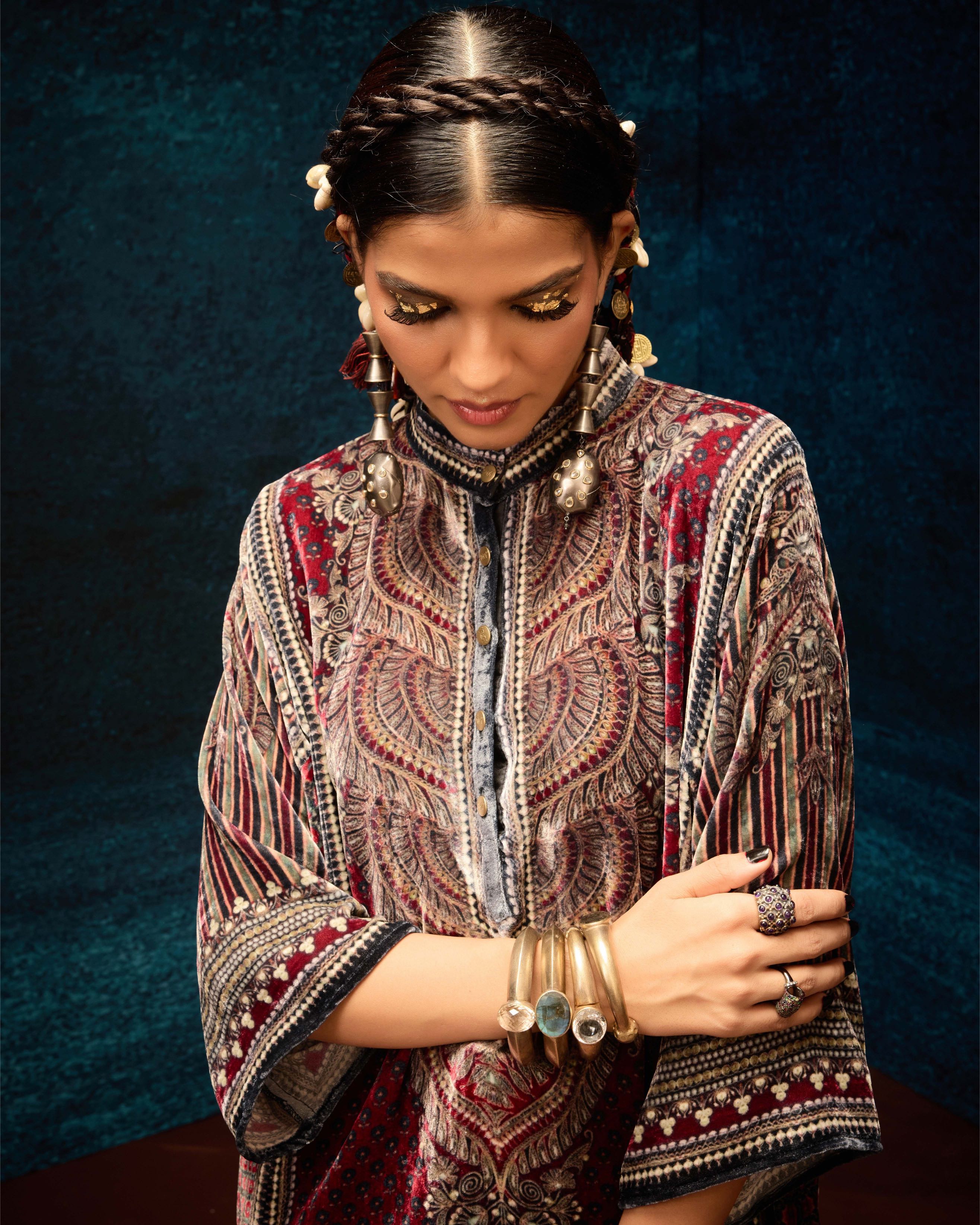 Ajrakh : Ghazala - Maroon