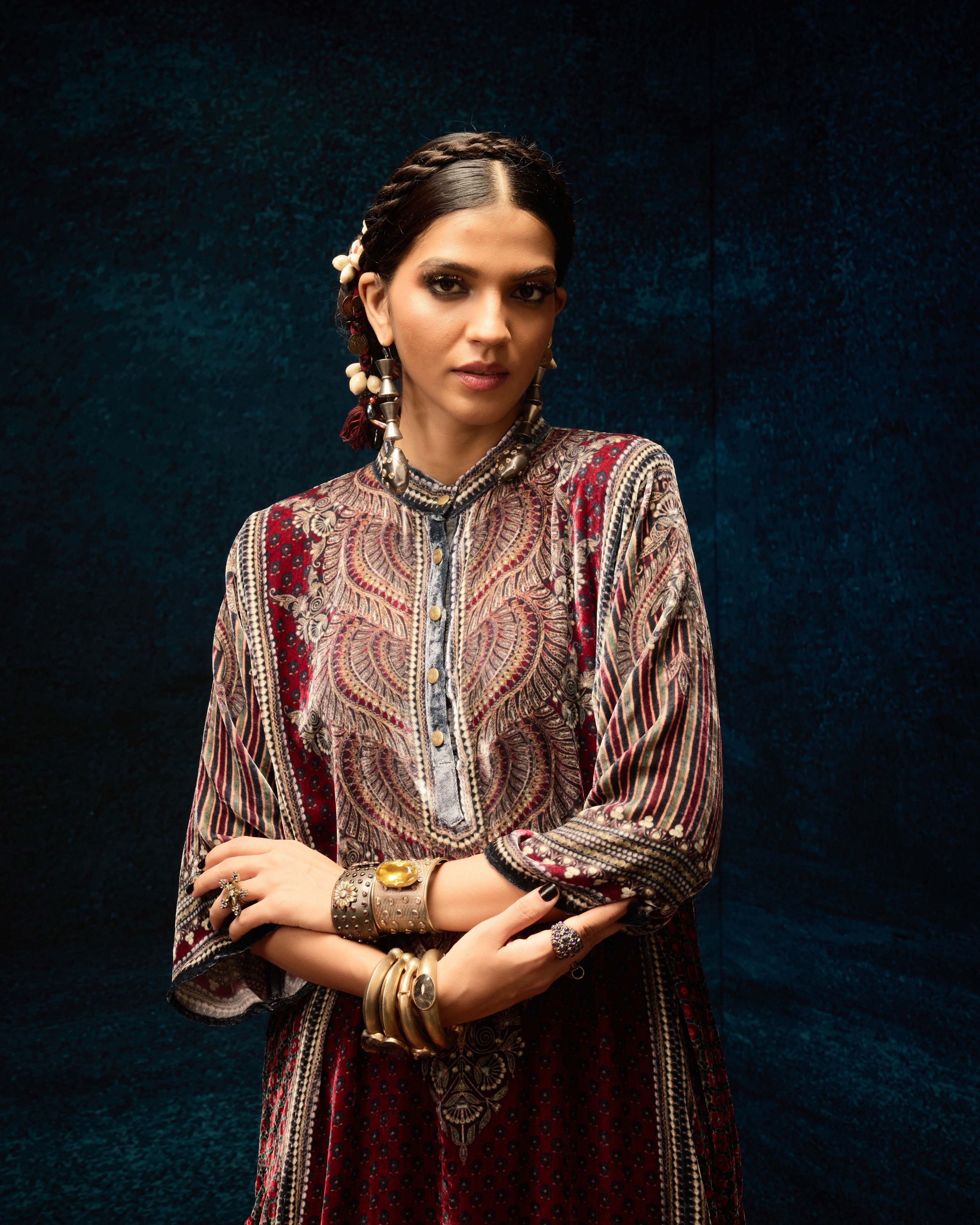 Ajrakh : Ghazala - Maroon