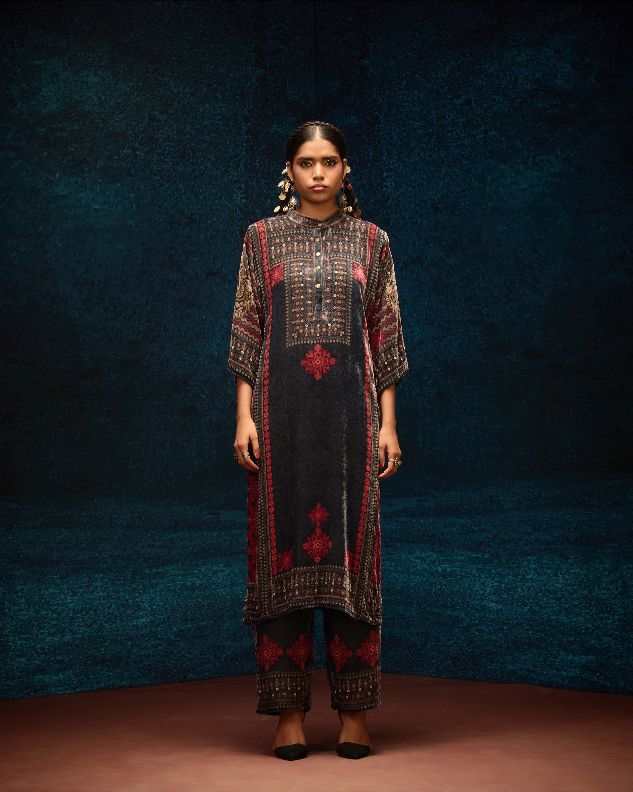 Ajrakh : Ghazala - Red/Black