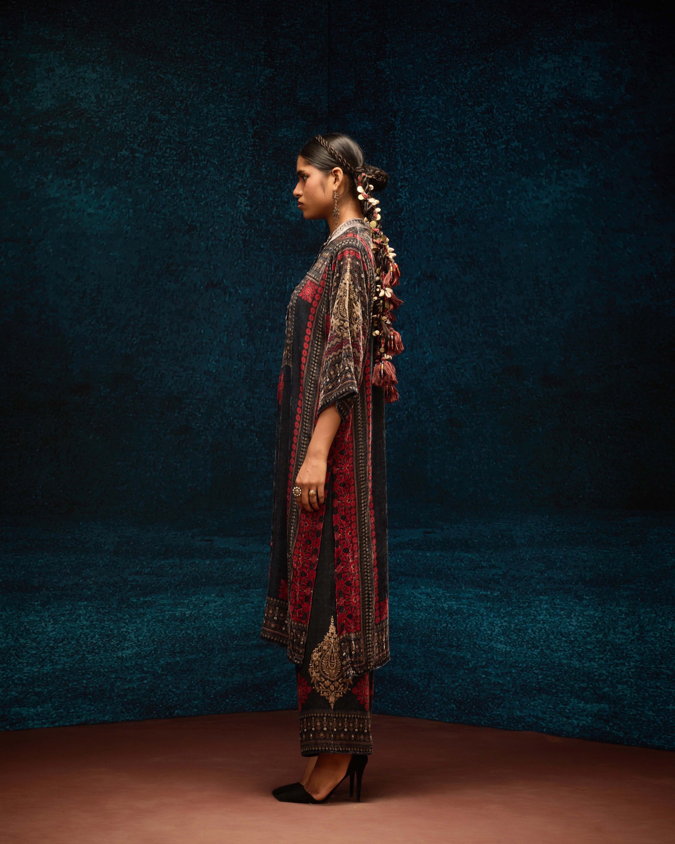 Ajrakh : Ghazala - Red/Black