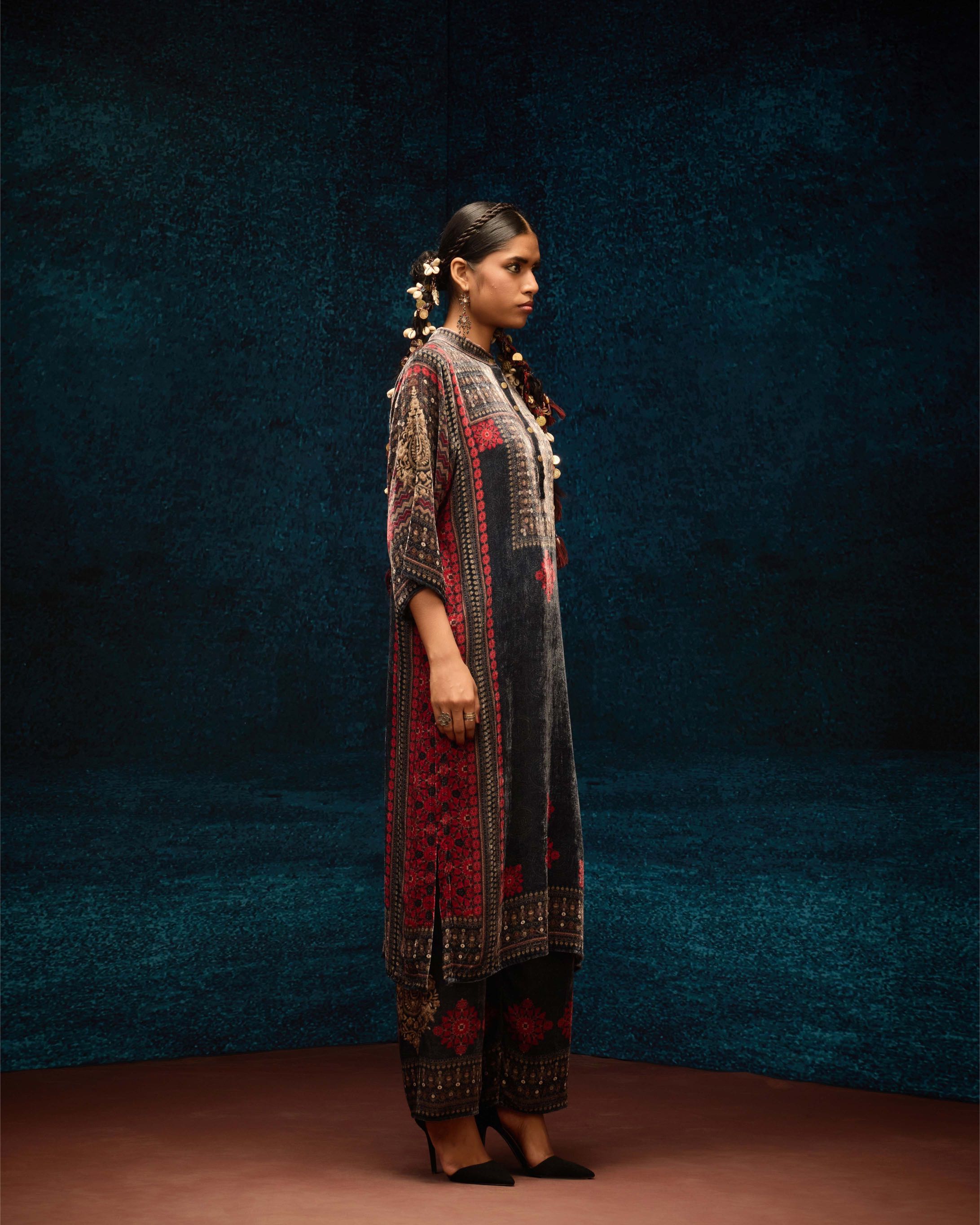 Ajrakh : Ghazala - Red/Black