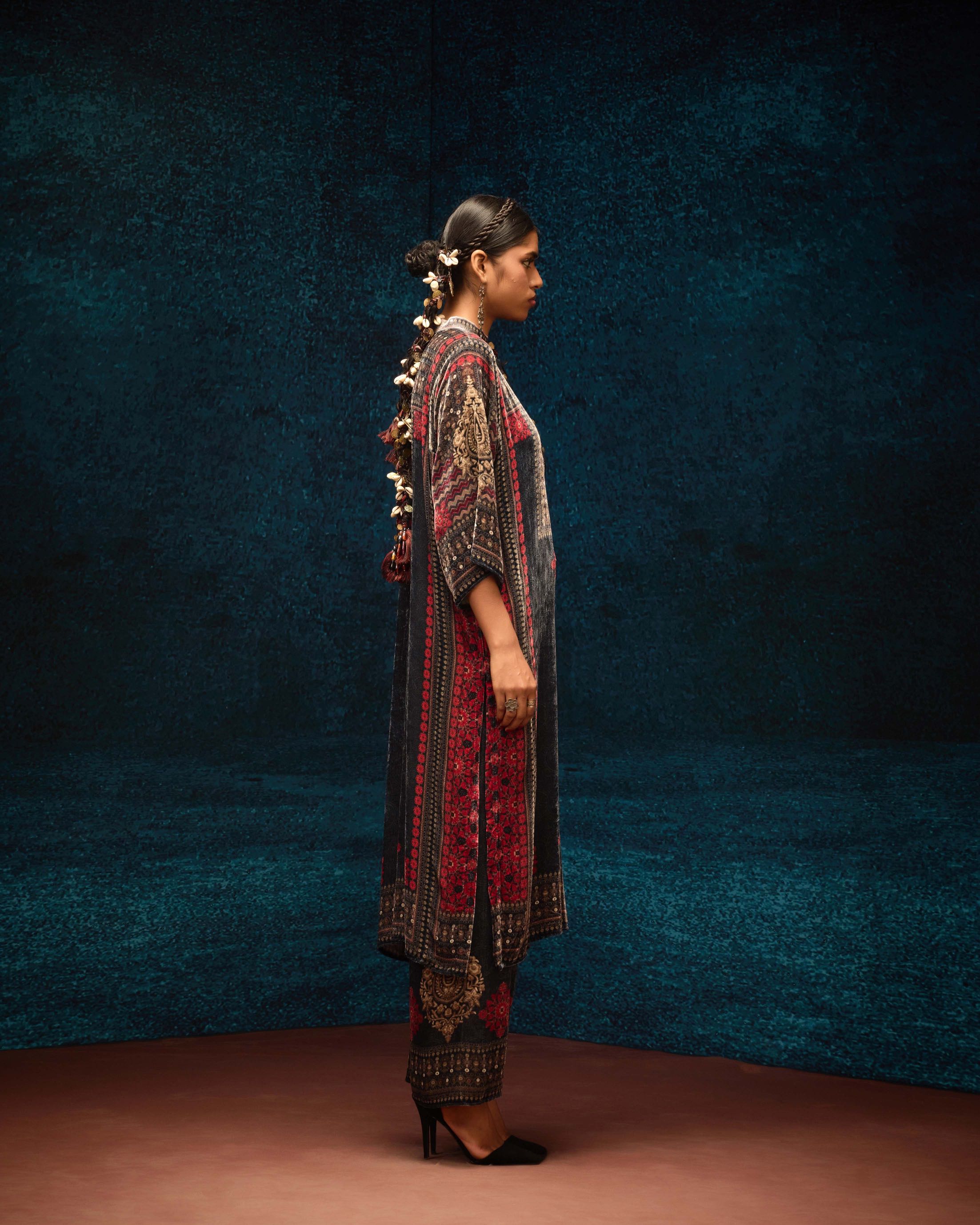 Ajrakh : Ghazala - Red/Black