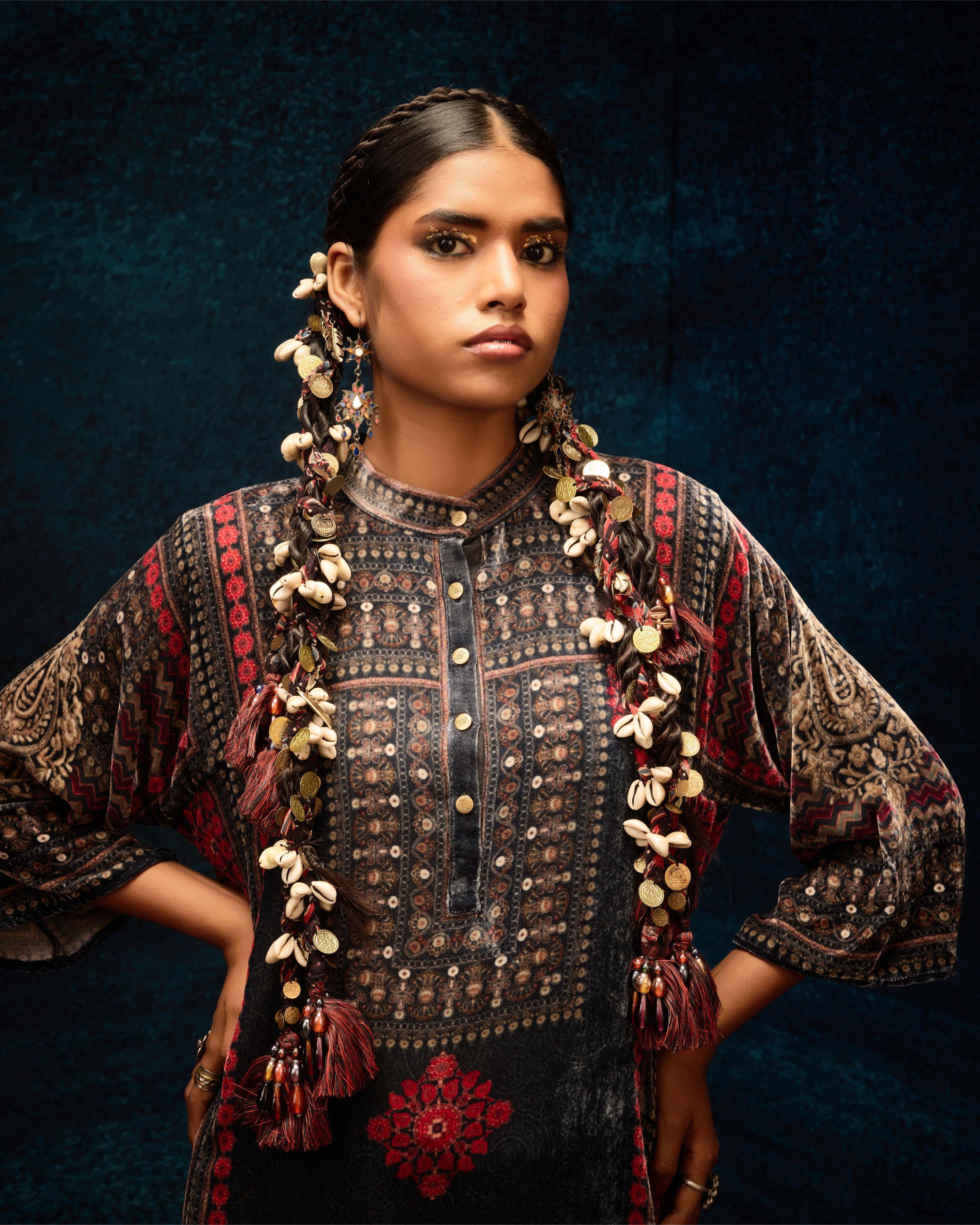 Ajrakh : Ghazala - Red/Black