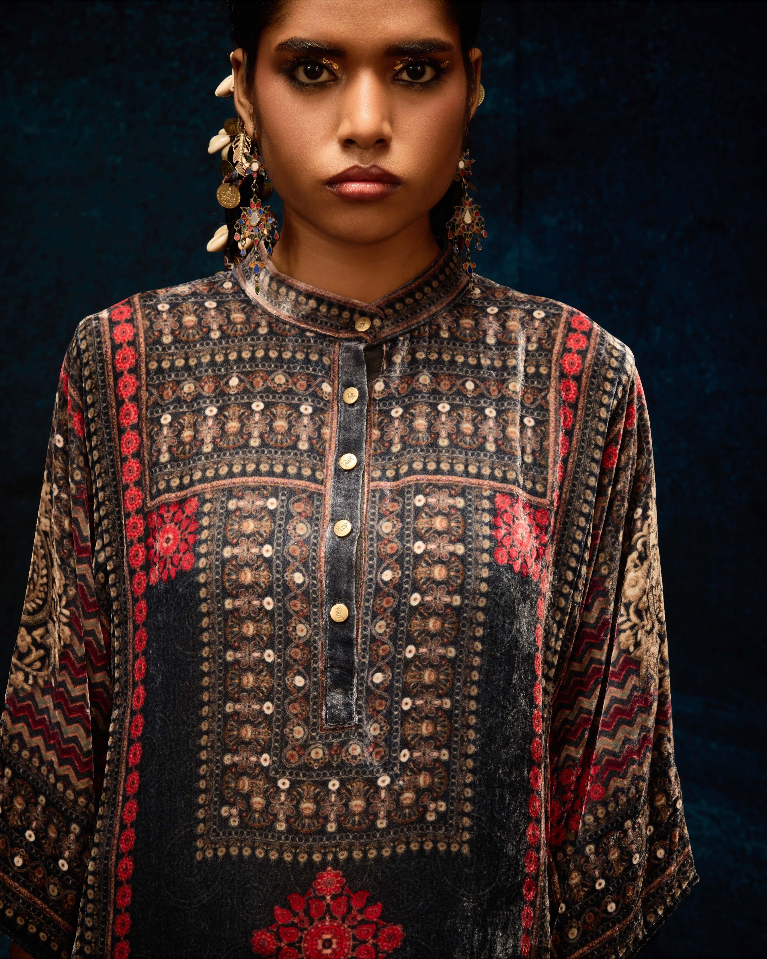 Ajrakh : Ghazala - Red/Black
