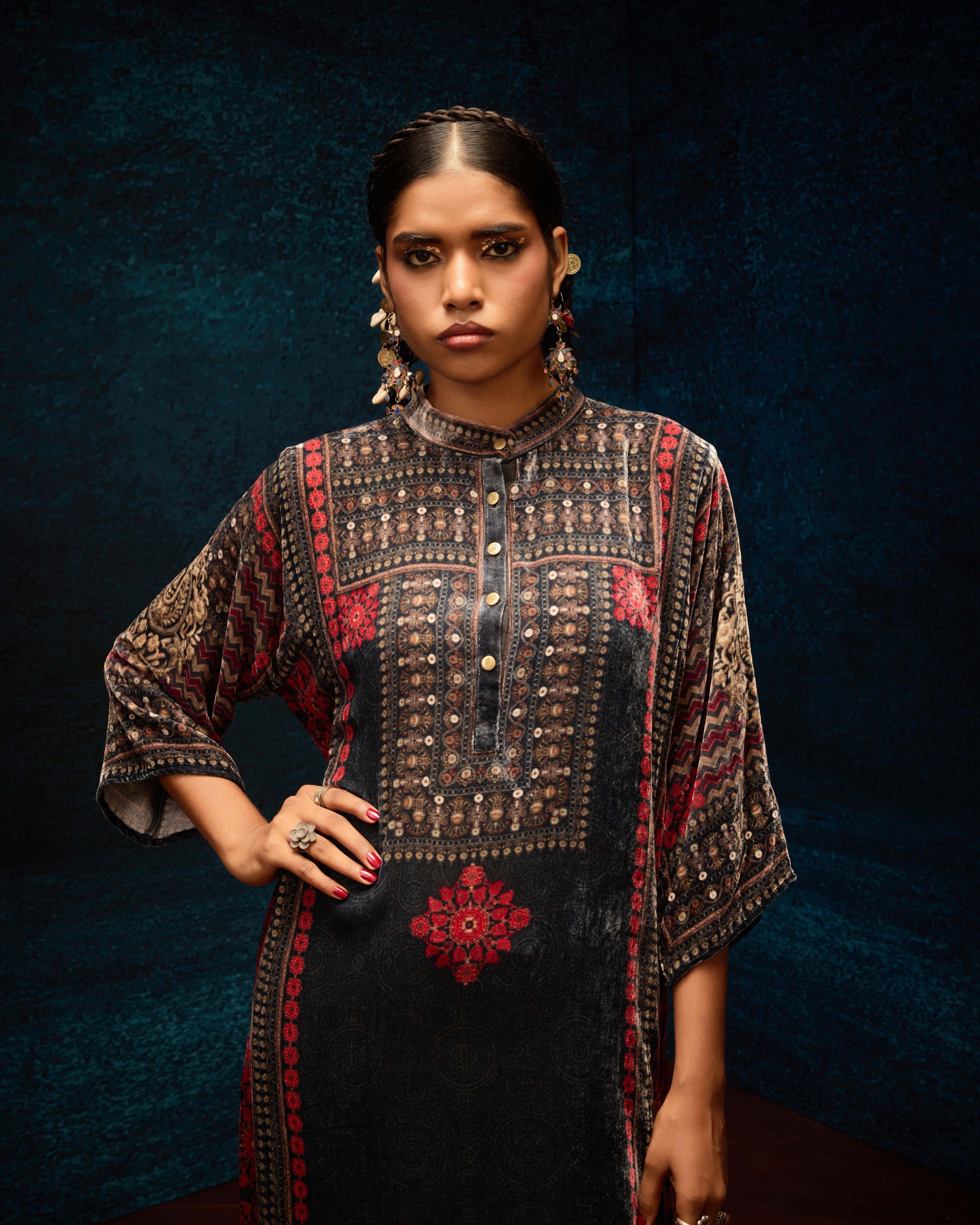 Ajrakh : Ghazala - Red/Black
