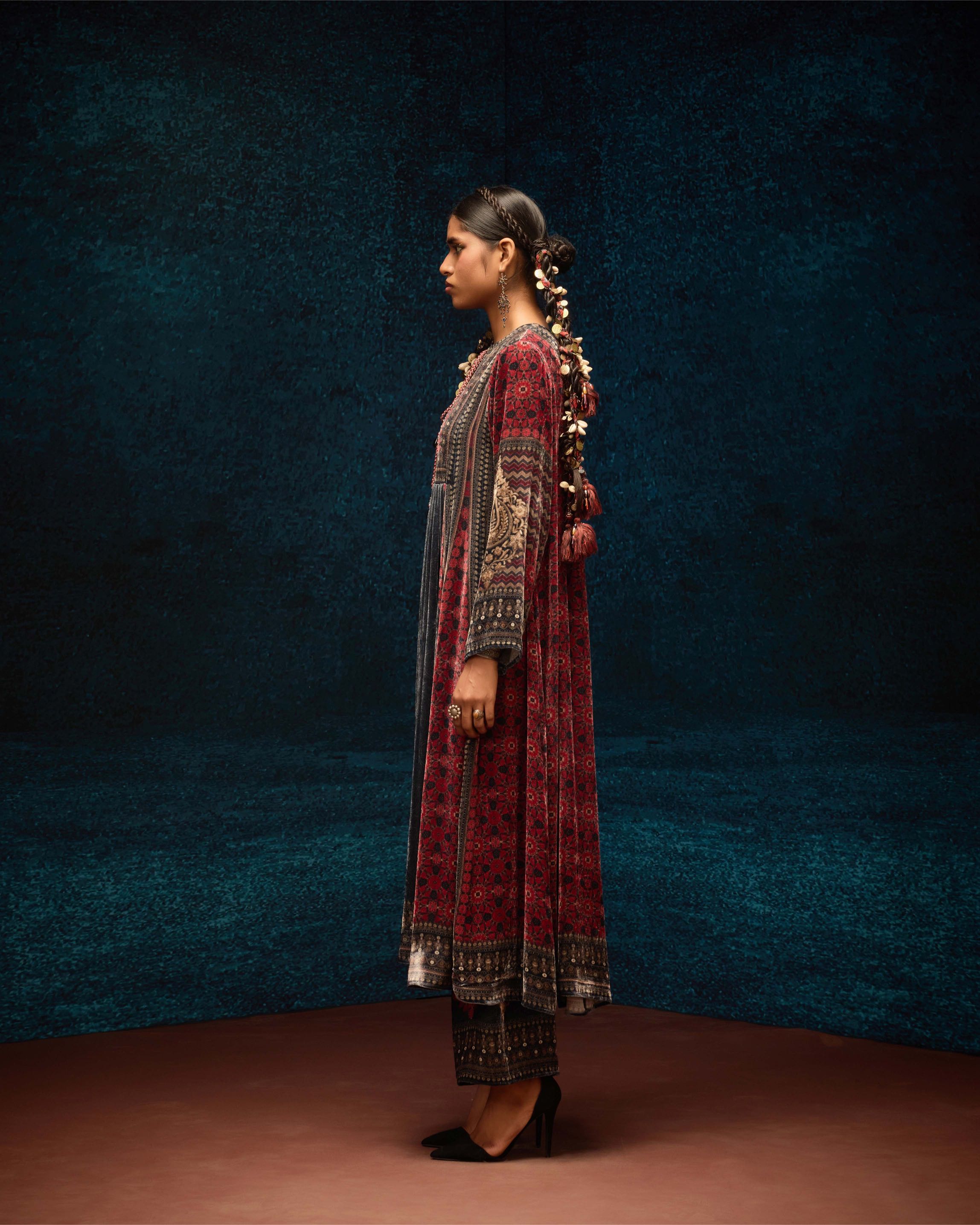 Ajrakh : Anisha - Red/Black