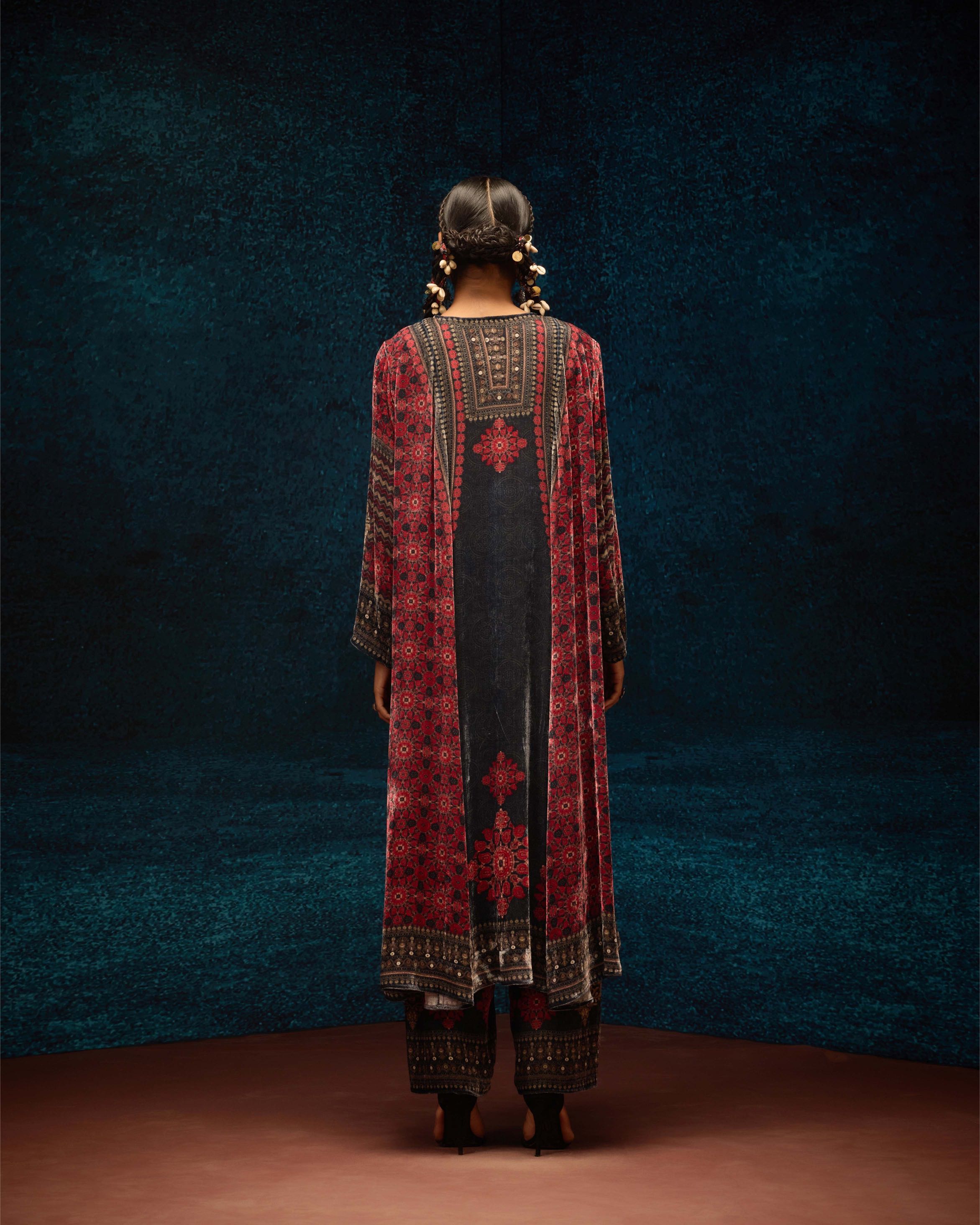 Ajrakh : Anisha - Red/Black