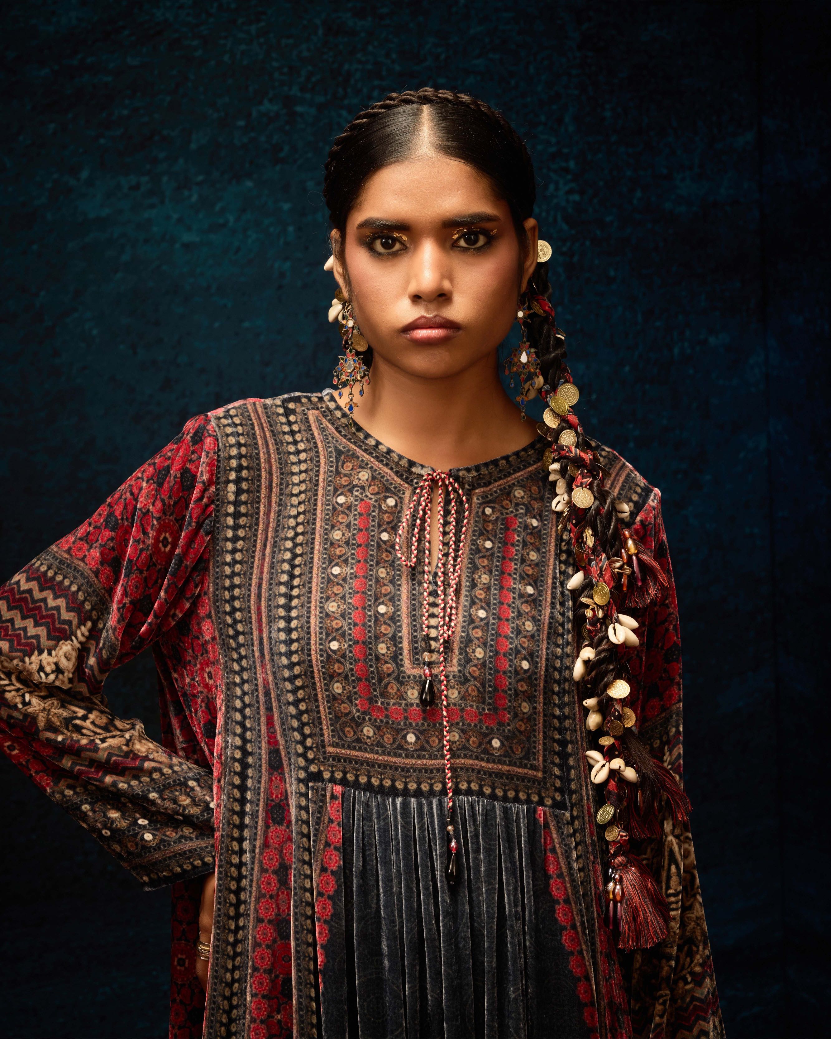 Ajrakh : Anisha - Red/Black