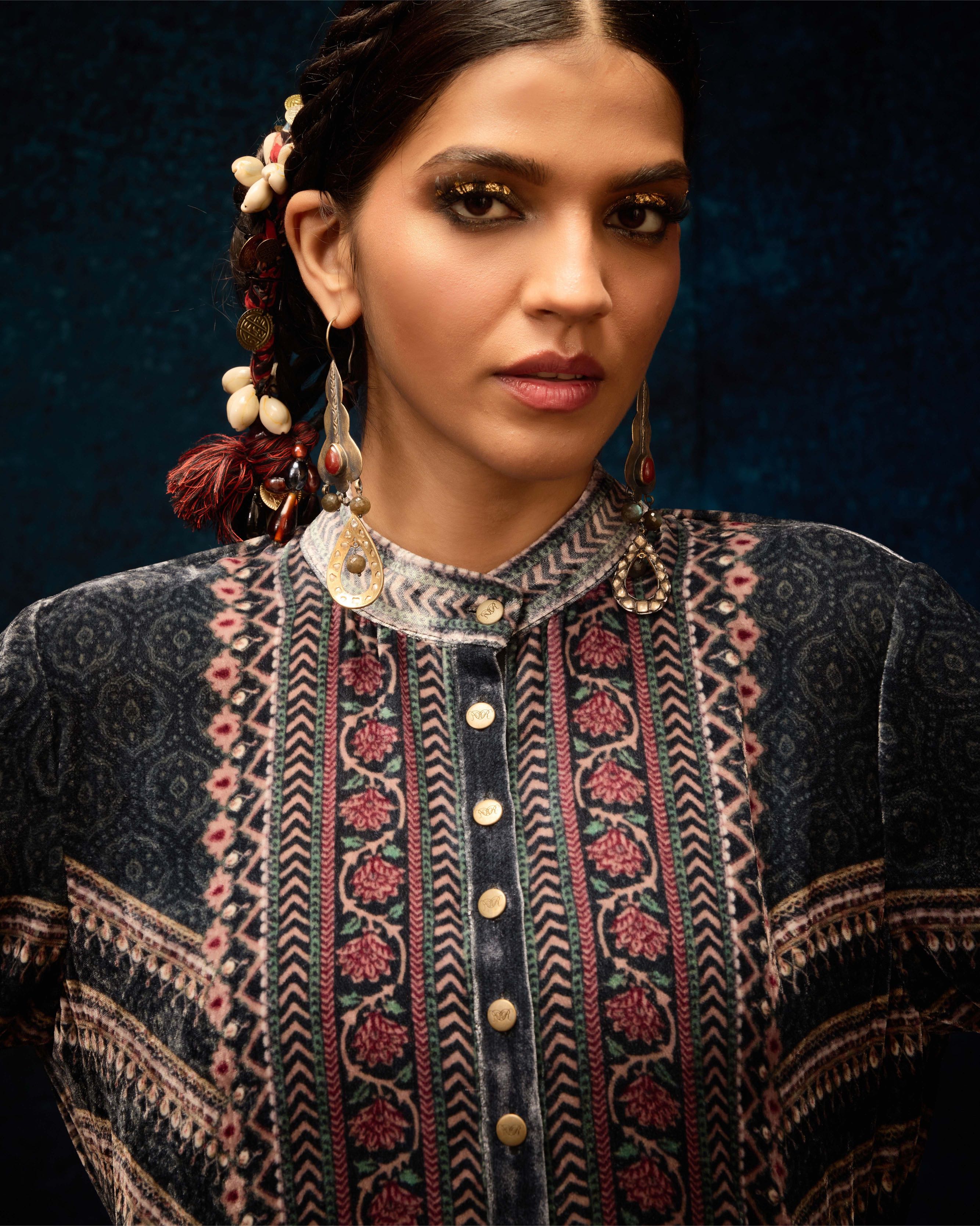 Ajrakh : Ramin - Black/Maroon