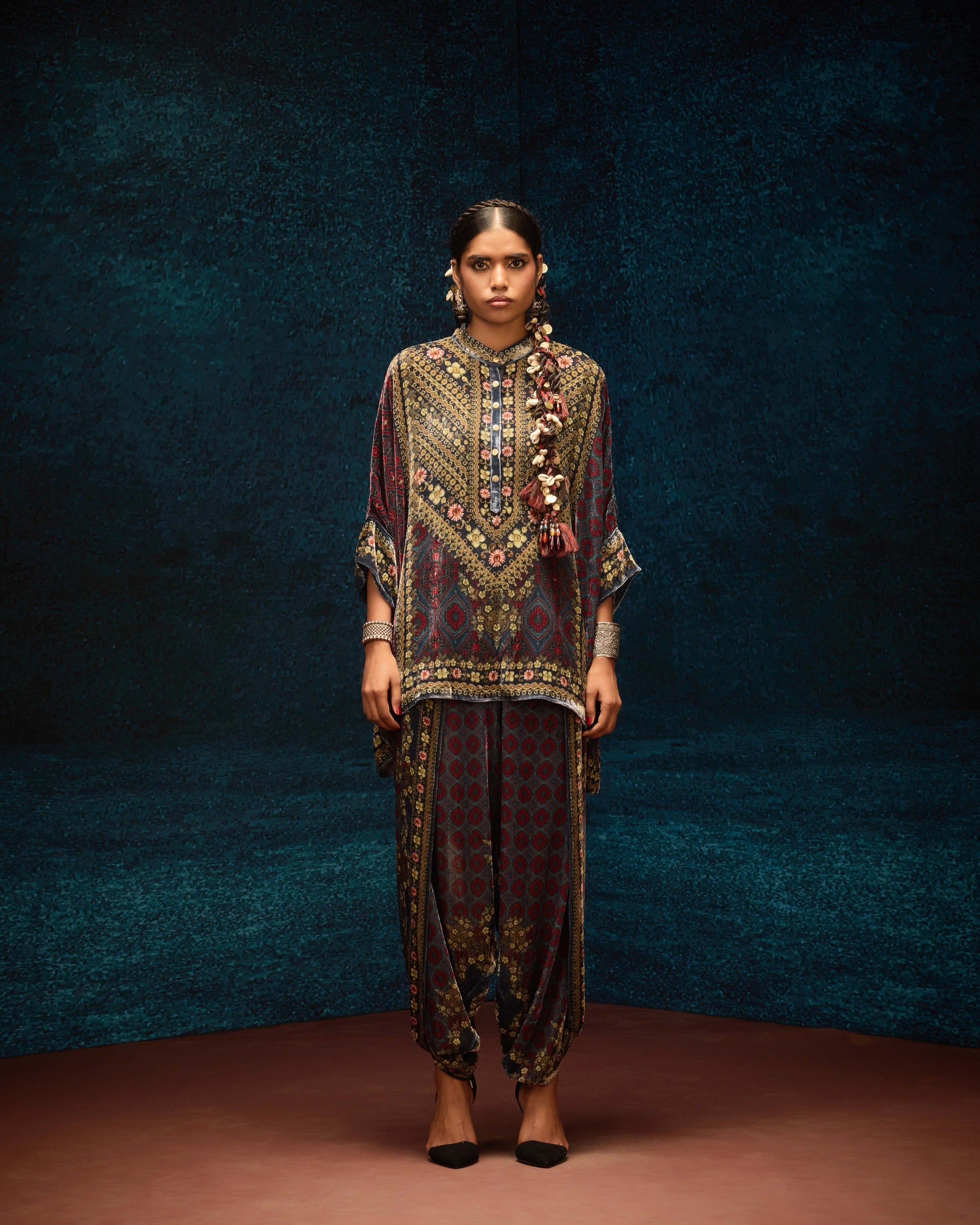 Ajrakh : Chanel - Blue/Maroon