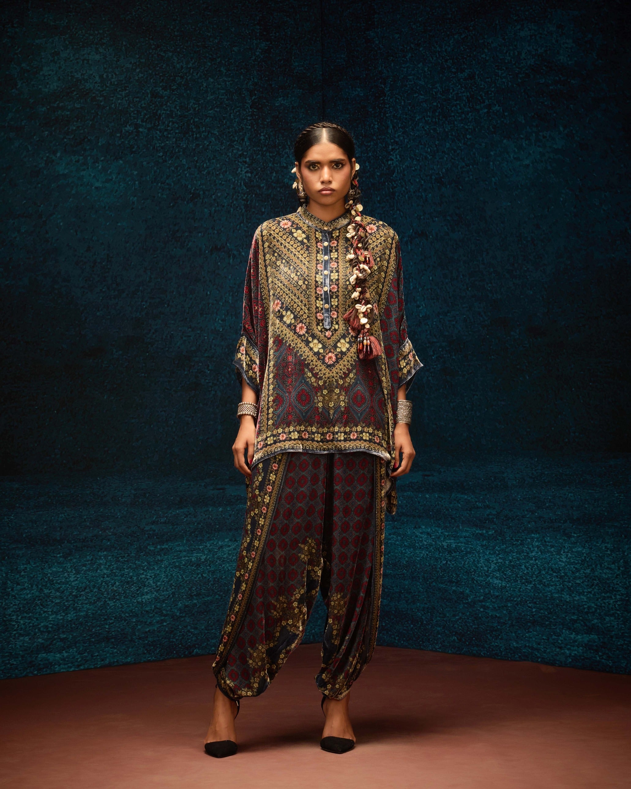 Ajrakh : Chanel - Blue/Maroon