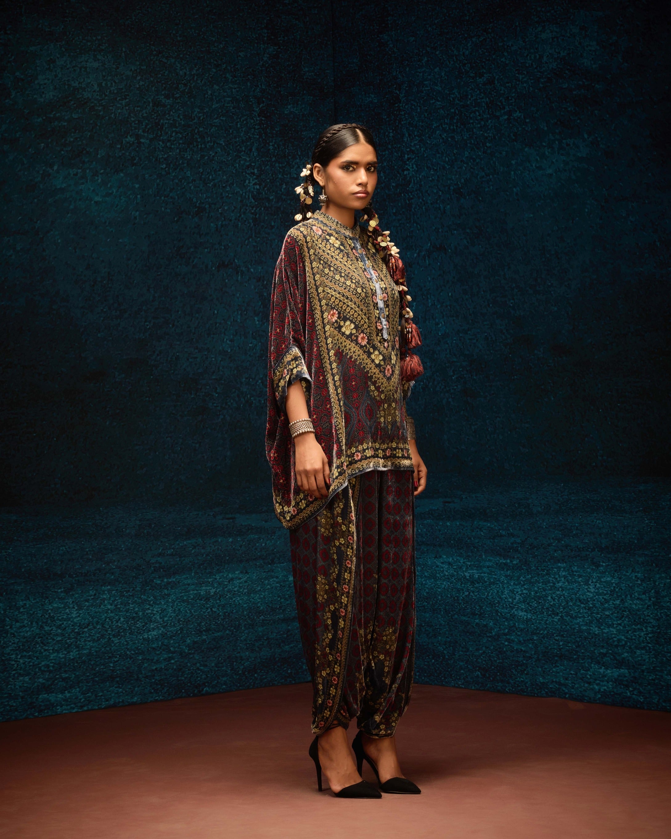Ajrakh : Chanel - Blue/Maroon