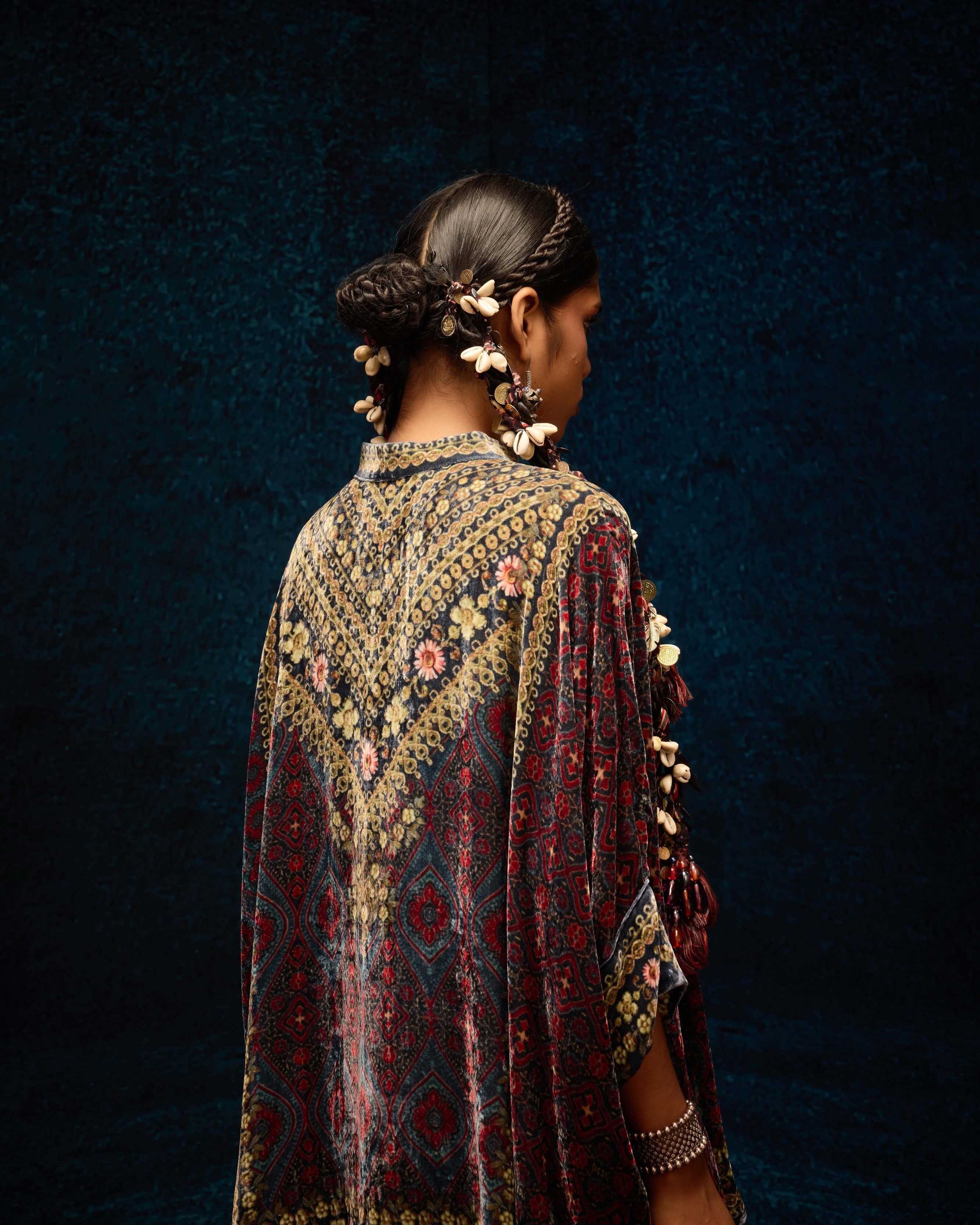 Ajrakh : Chanel - Blue/Maroon