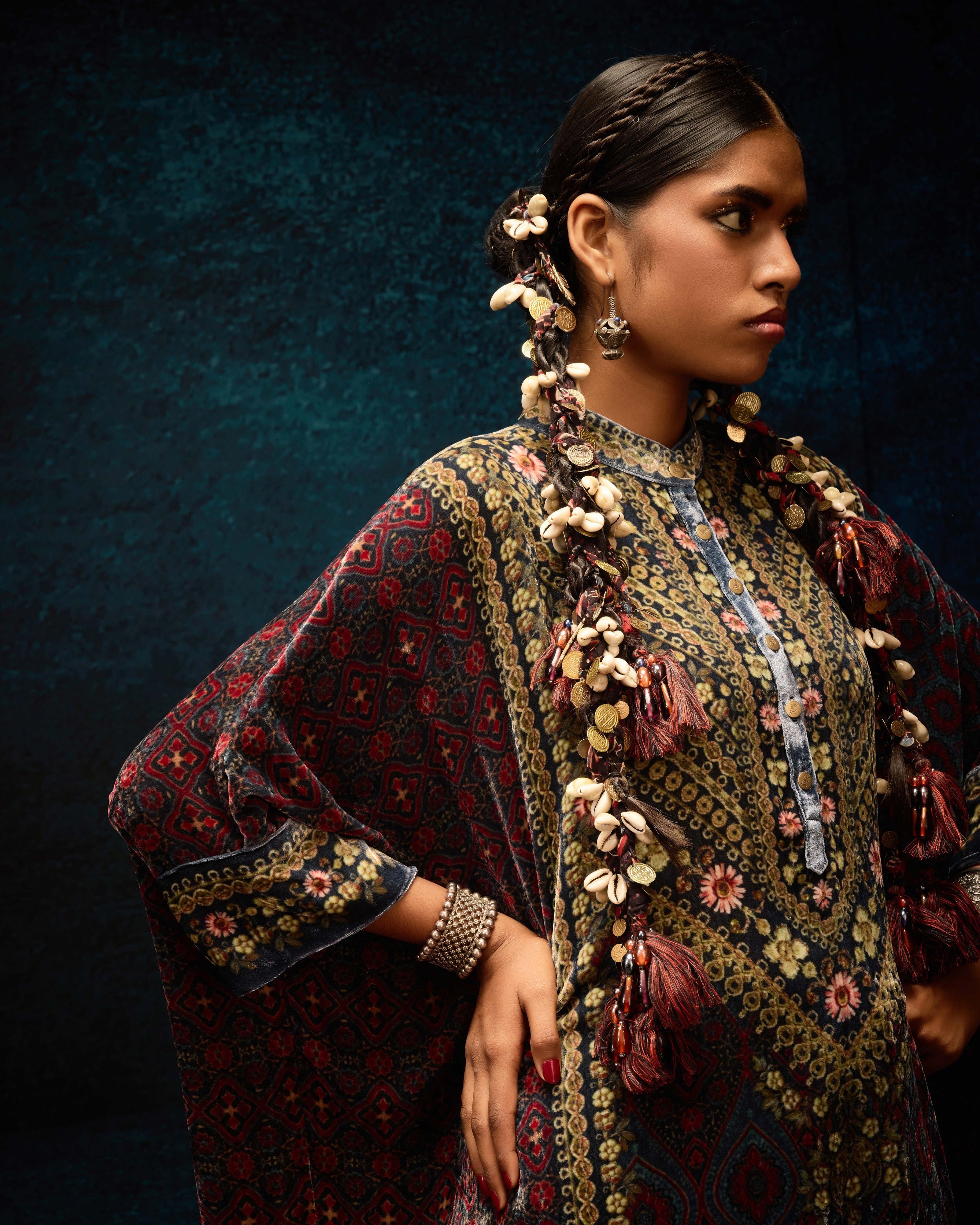 Ajrakh : Chanel - Blue/Maroon