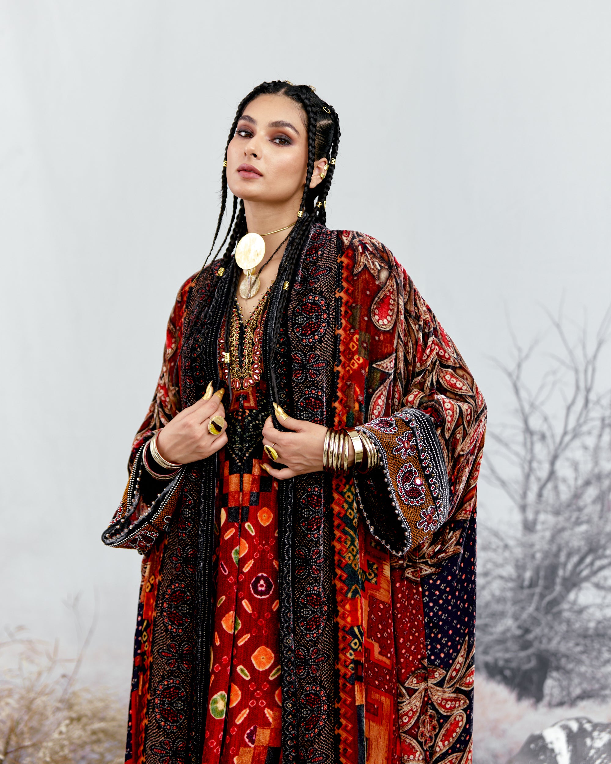 Tijori : Abaya - Red/Multi
