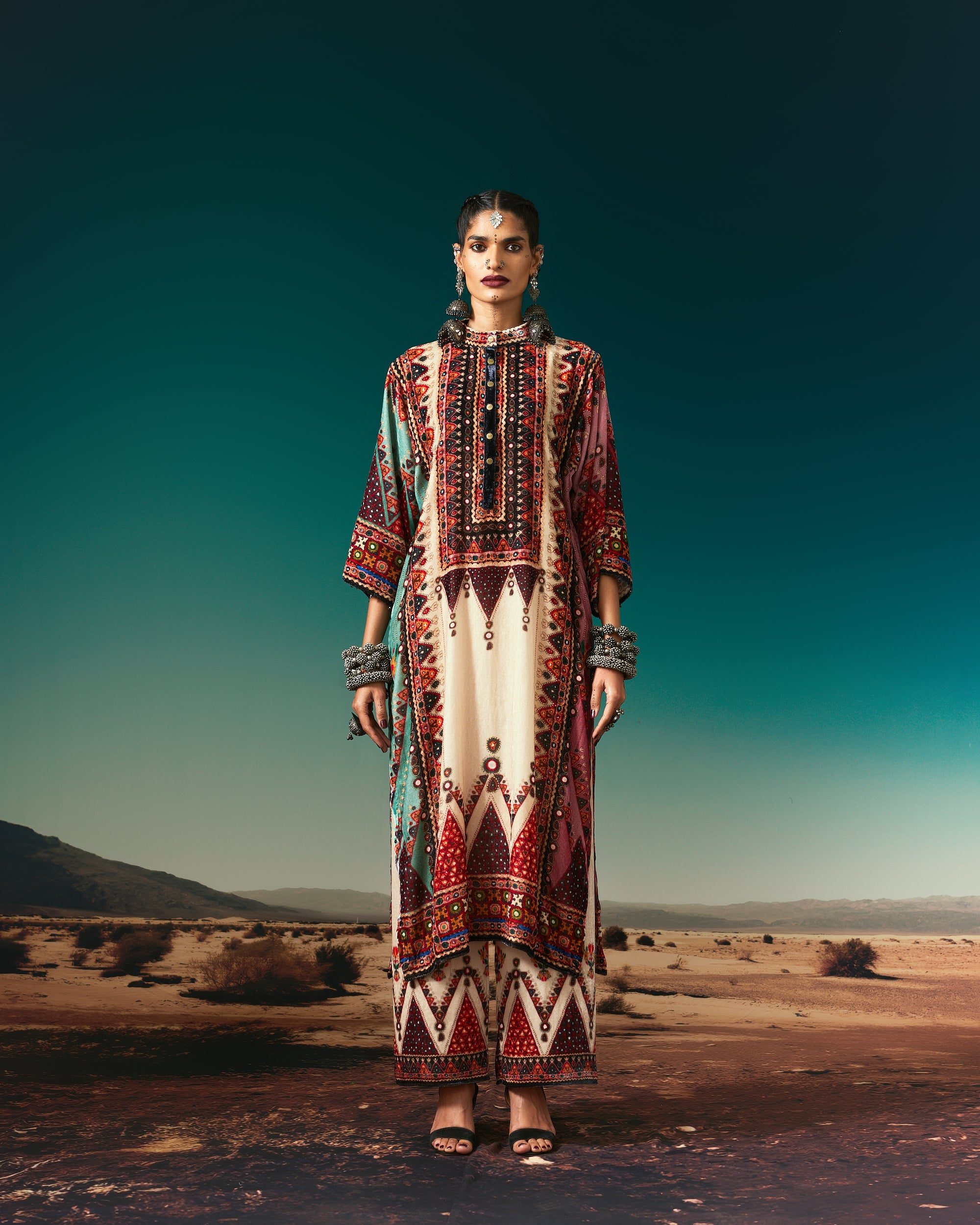 Kutch : Ghazala - Eggshell/Rose/Aqua